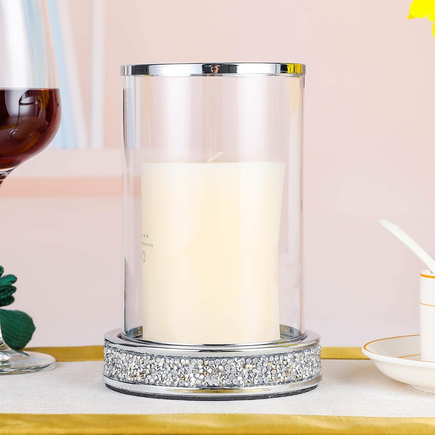 Silver Pillar Candle Holder Set of 2 Silver