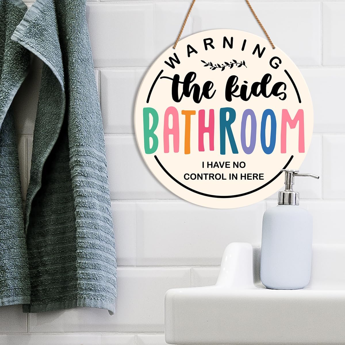 HSNBT Kids Bathroom Decor Wooden Sign