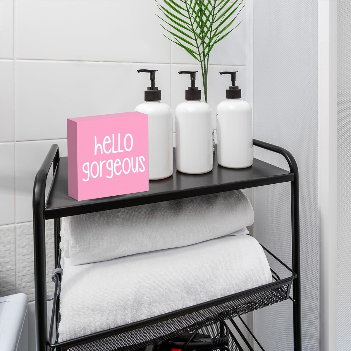 Funny Pink Bathroom Sign Box for Girls and Homes