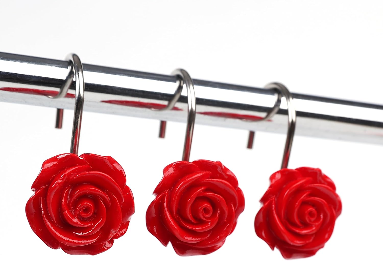 Twofish Red Rose Flower Shower Curtain Hooks Set of 12
