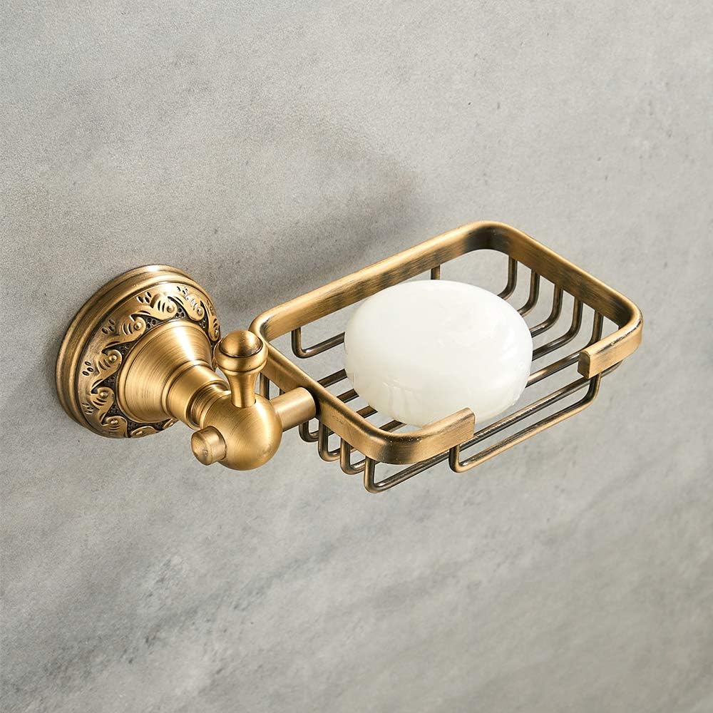 Antique Brass Towel Bar Cup Holders Roll Paper Holder Soap Dish Hairdryer Rack