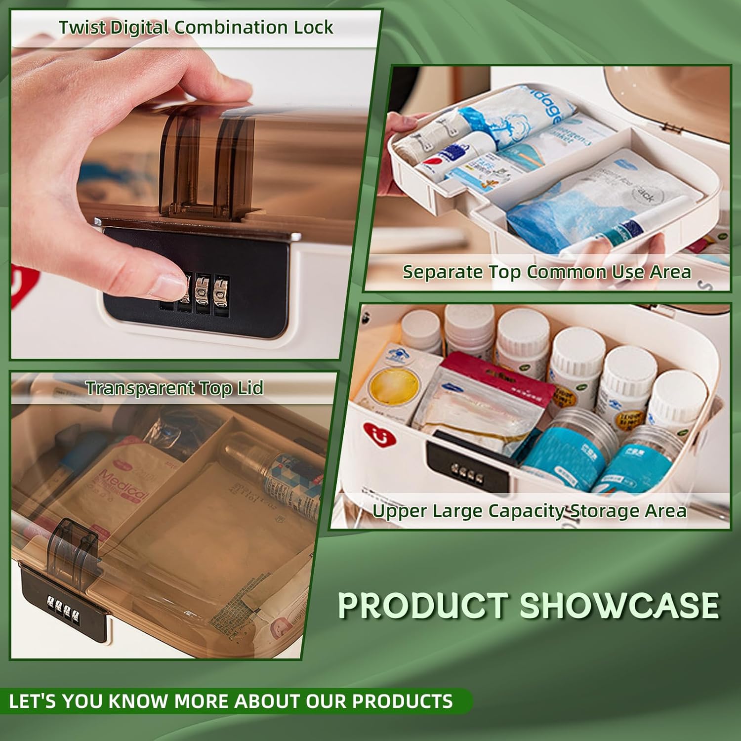 PENCK 4-Digit Combination Medicine Lock Box for Home and Travel
