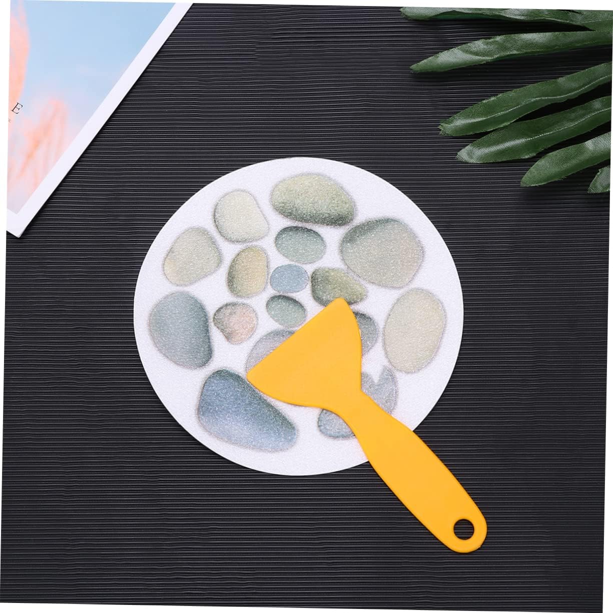 Happyyami 4 Pack Tub Anti Slip Stickers 15cm Stone Pattern Bath Mats Stickers
