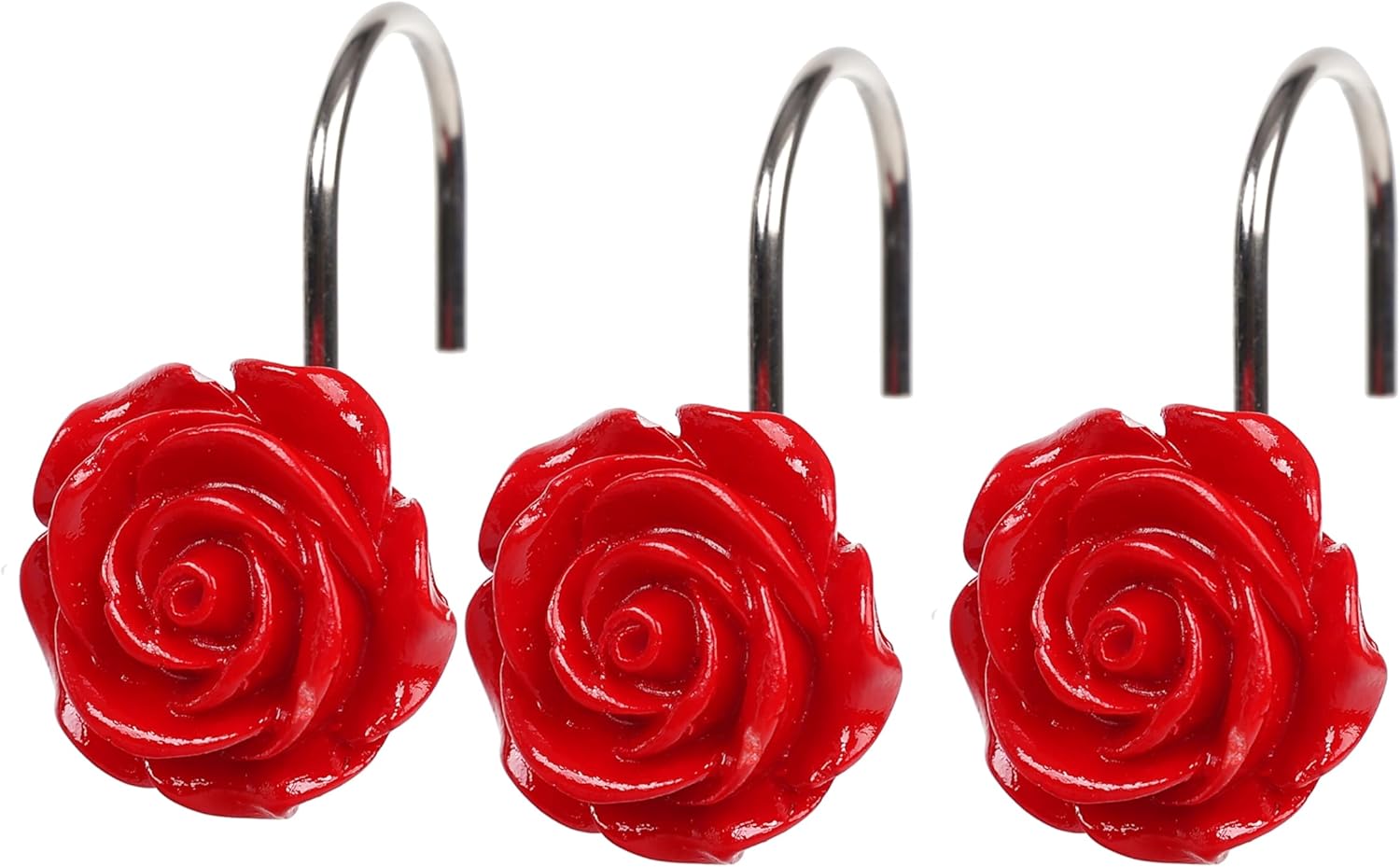 Twofish Red Rose Flower Shower Curtain Hooks Set of 12