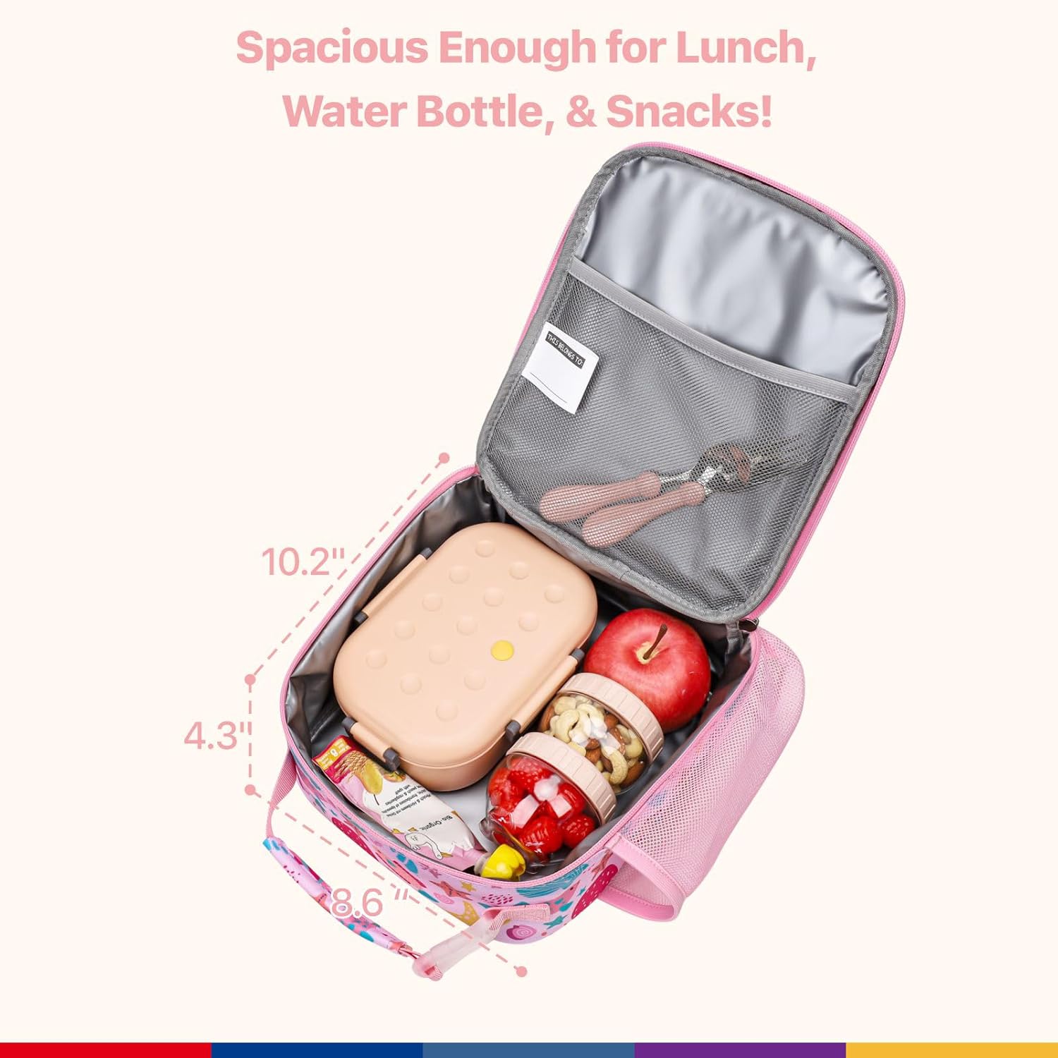 Bagseri Lunch Bag for Kids - Pink Marine Animals