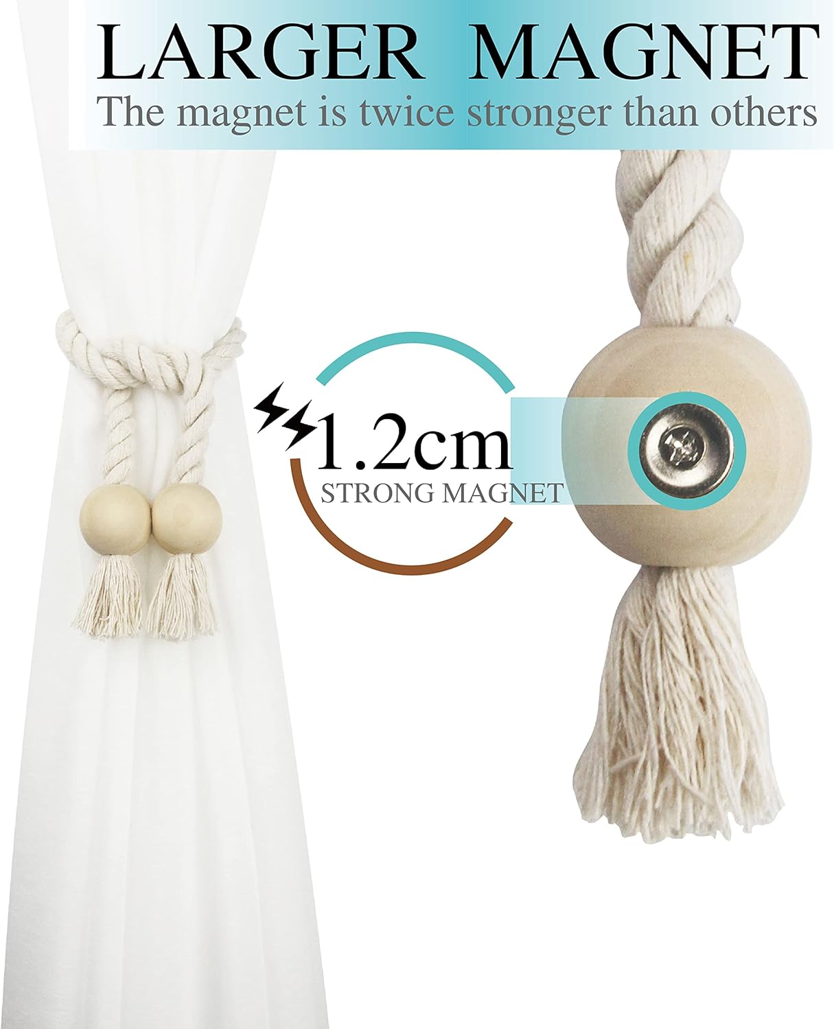 Magnetic Curtain Tiebacks - Durable and Soft for Curtuems Drapery
