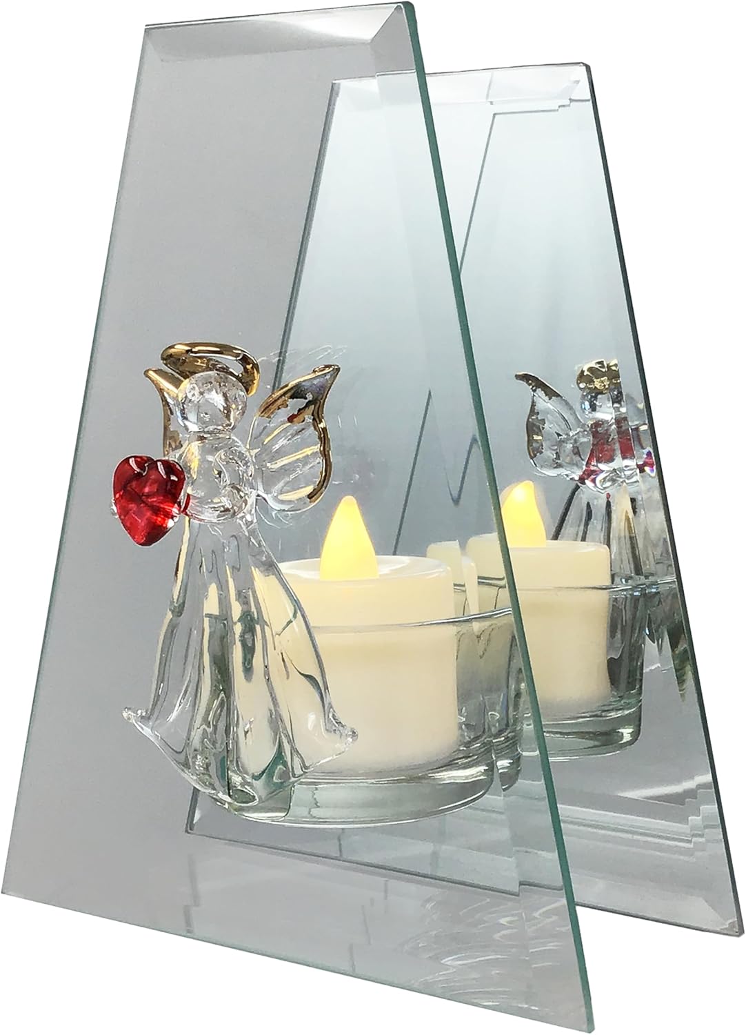 BANBERRY DESIGNS Angel Holding Red Heart Candleholder