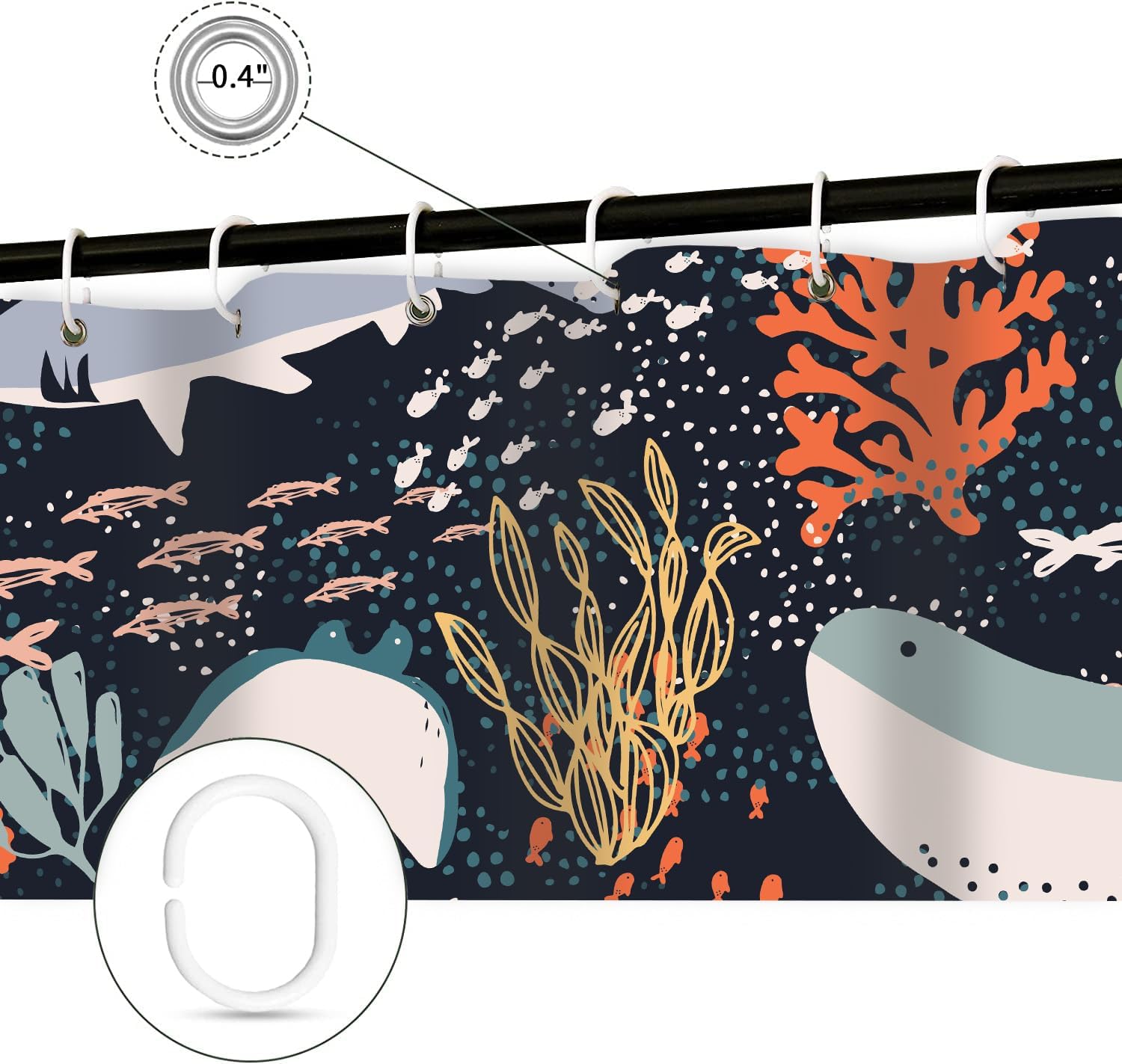Ocean Fish Boho Shower Curtain for Kids