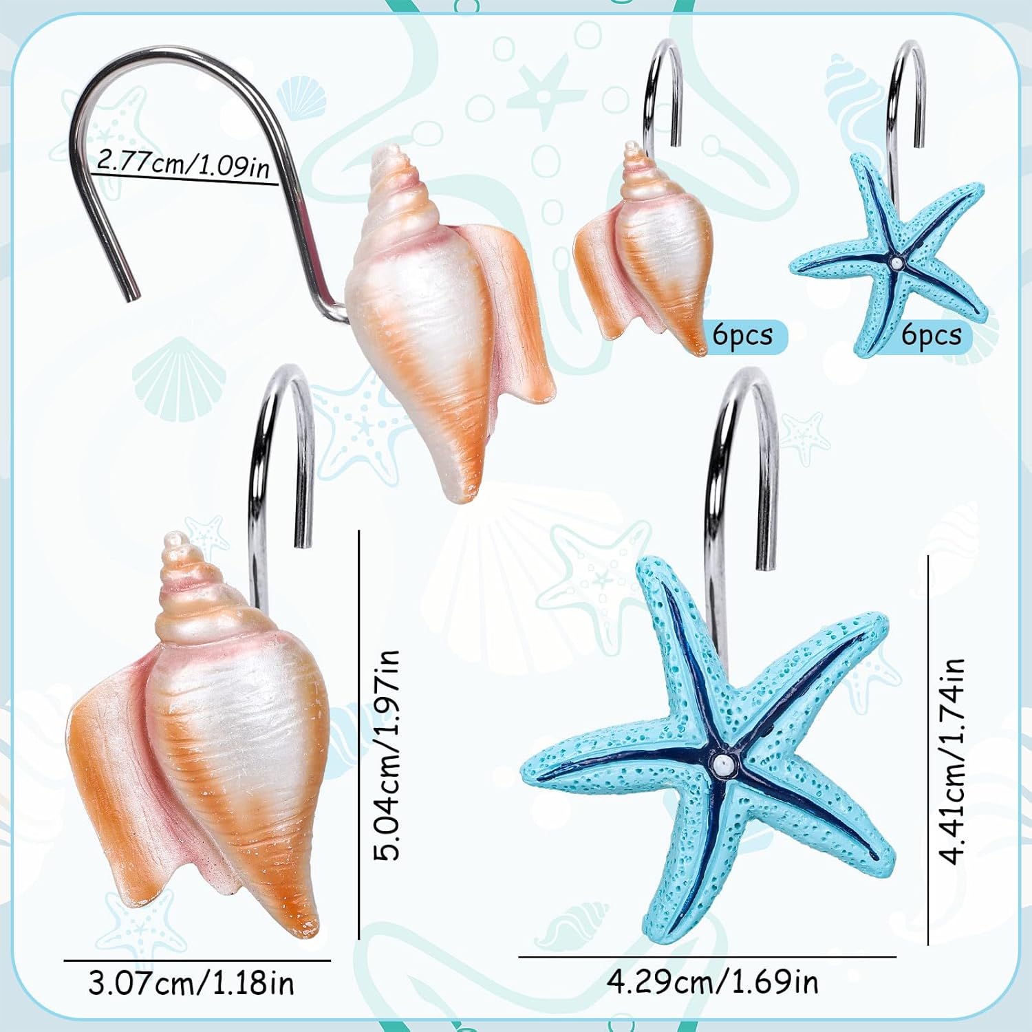 Whaline Decorative Summer Shower Curtain Hook Set