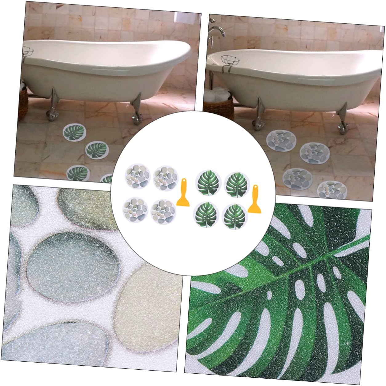 ABOOFAN Non-Slip Slip Resistant Slipping bathtub stickers with Leaves and Stones