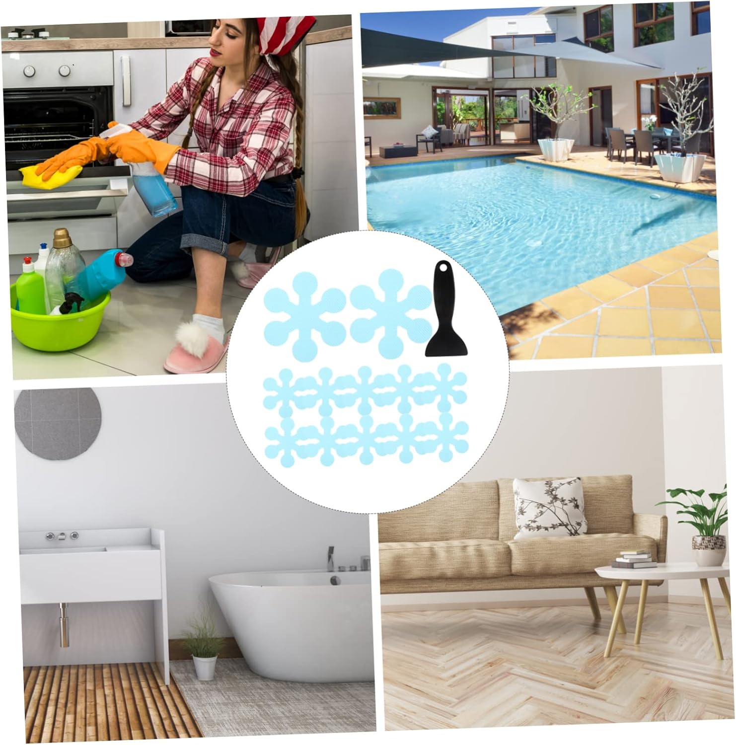 MAGICLULU 1Set Non Slip Tub Decals with Snowflake Design