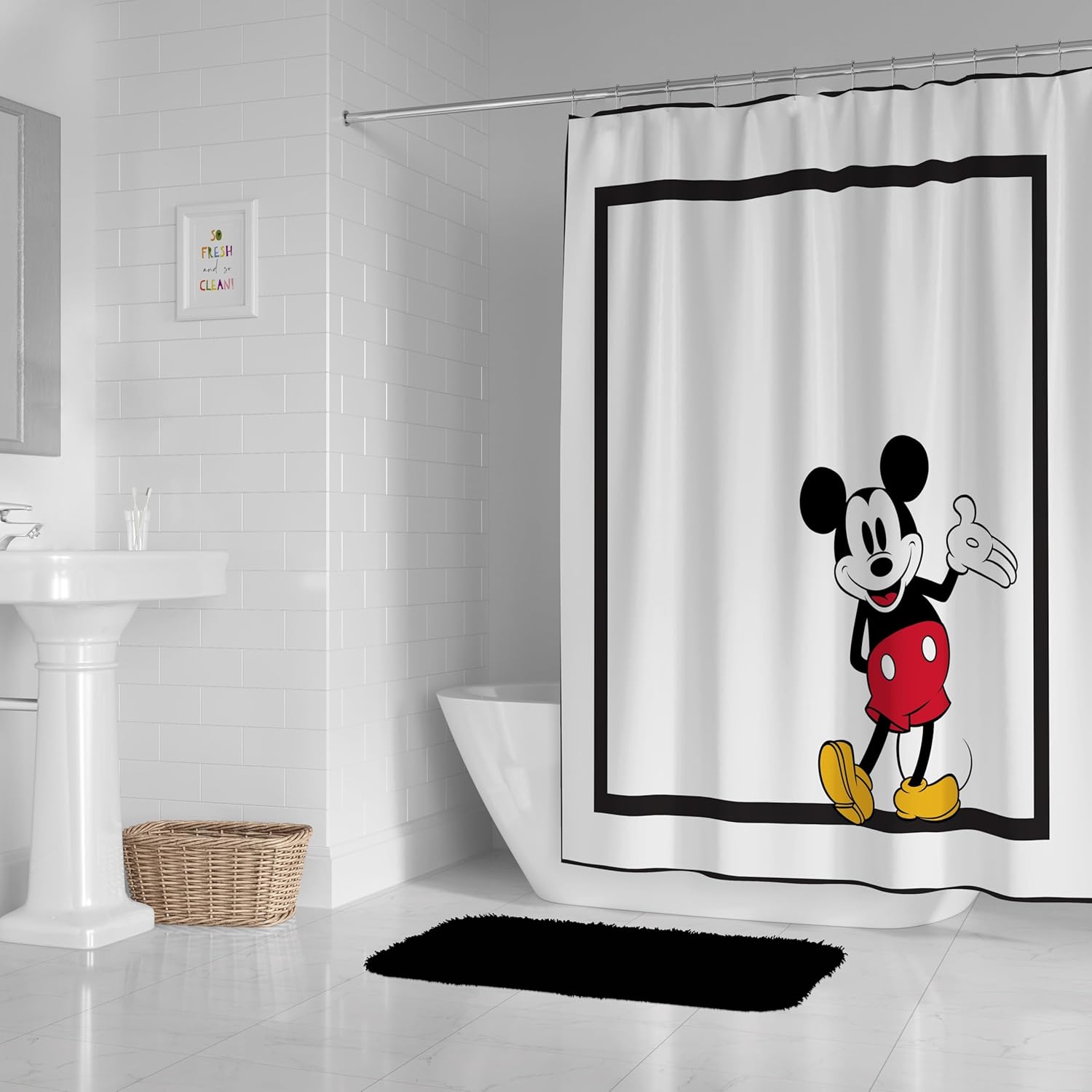Jay Franco Disney Mickey Mouse Sweet Stylish Bath Curtain
