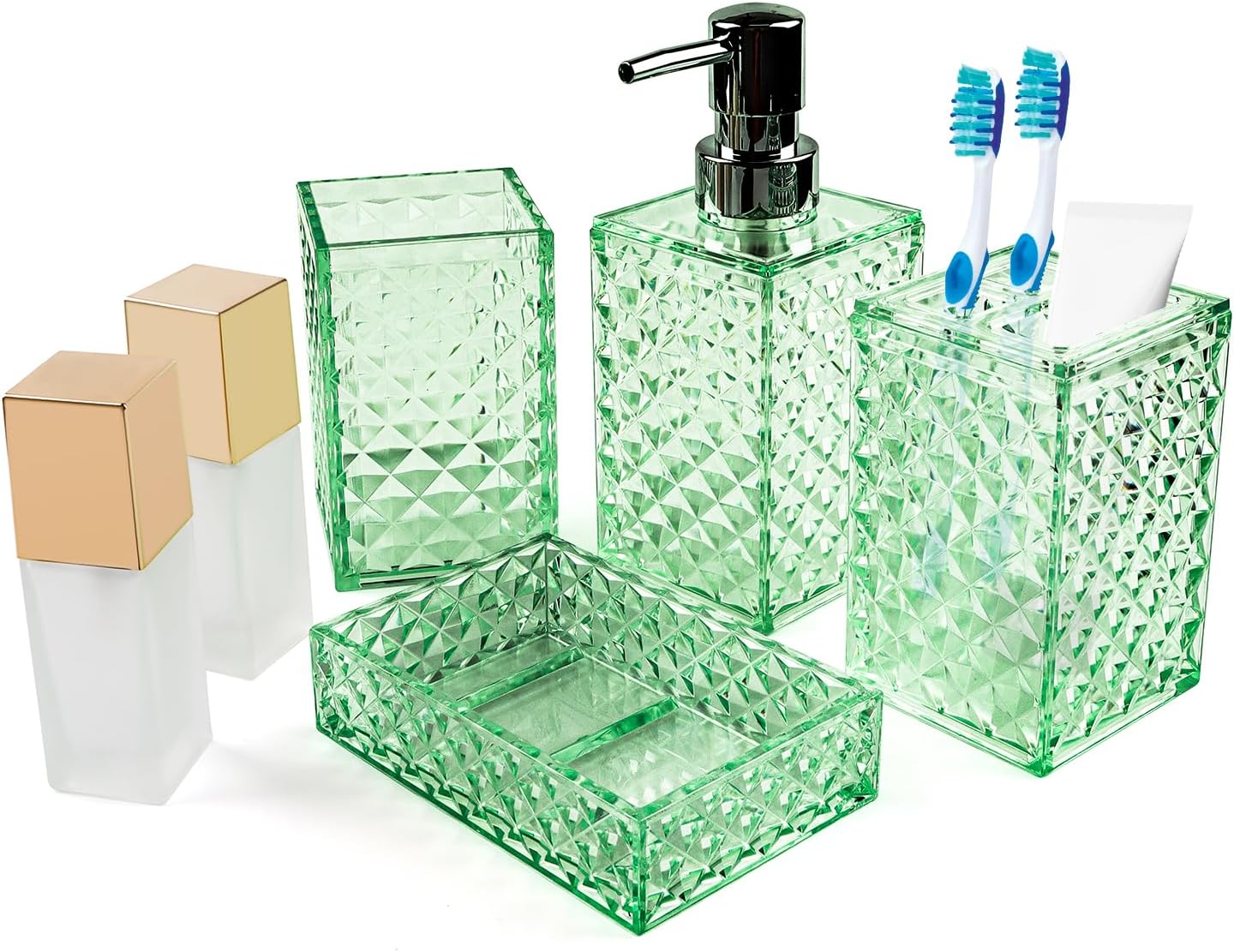 Complete 6-Piece Bathroom Accessory Set with Boho Design