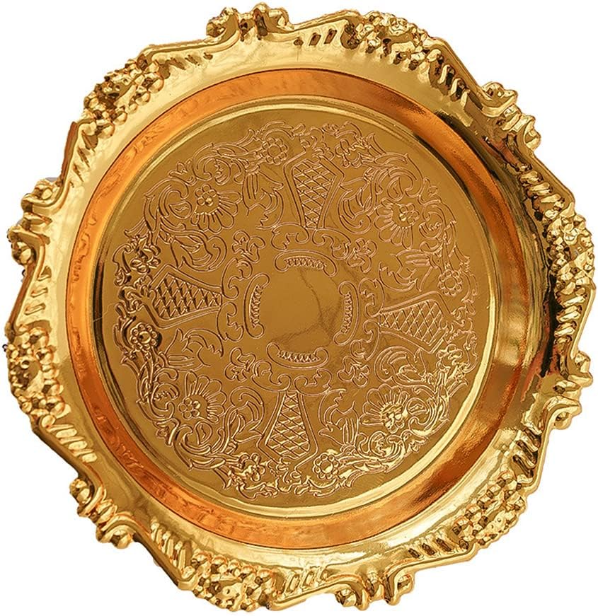 2pc Gold Metal Jewelry Tray Round Candle Organizer Dish