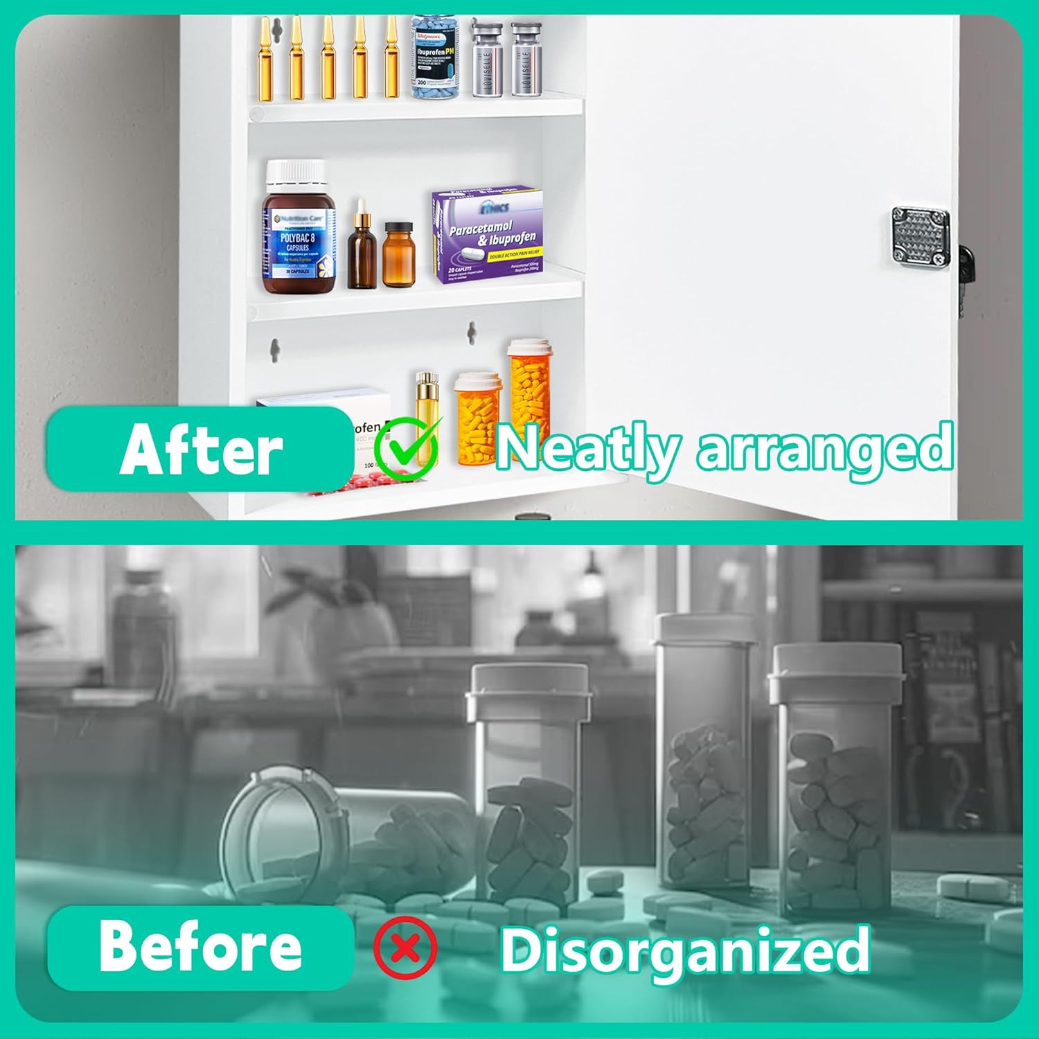 Royxen - Secure Setup Lock Medicine Cabinet for Easy Organization