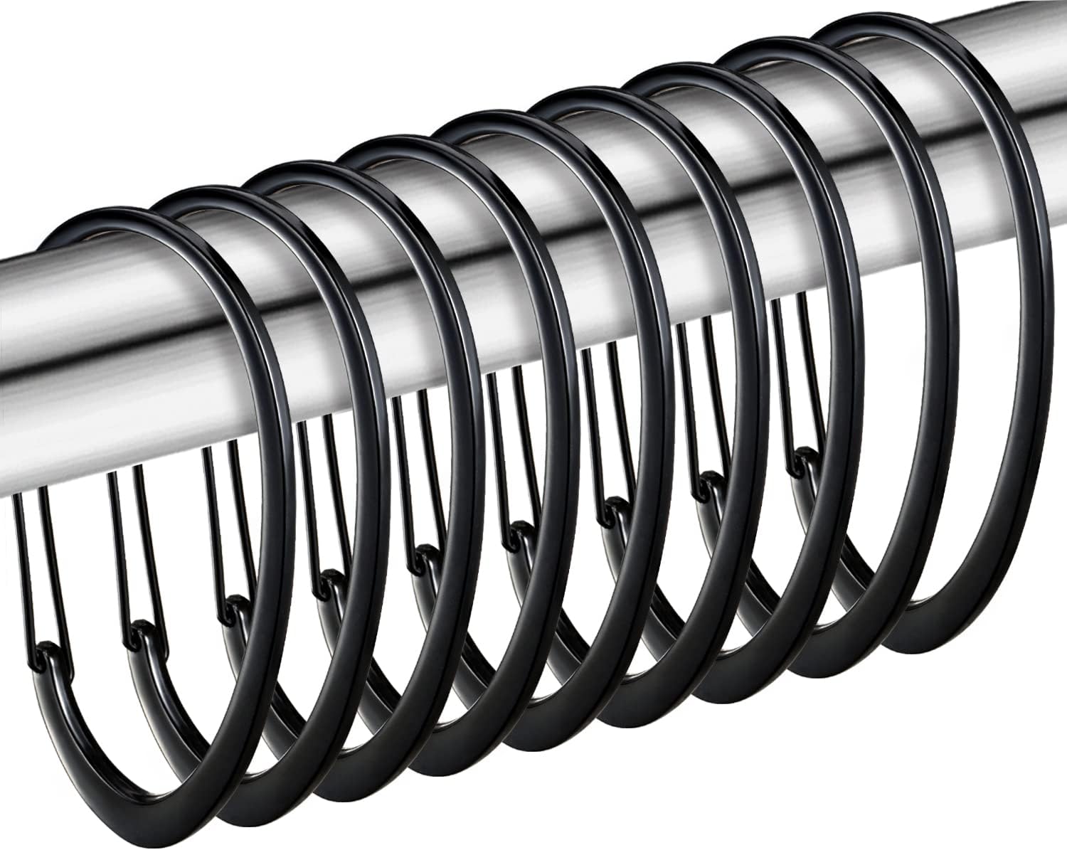 ZESLMG Black D-Shaped Shower Curtain Hooks Set of 12
