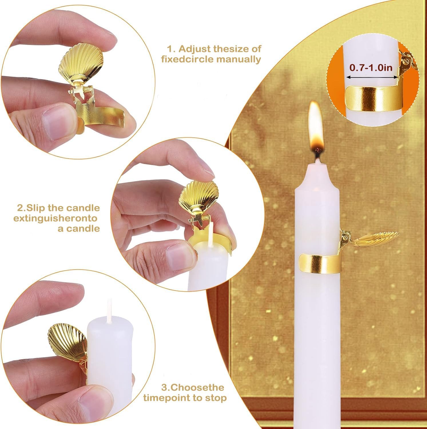 4pcs Metal Candle Snuffer with Gold Finish