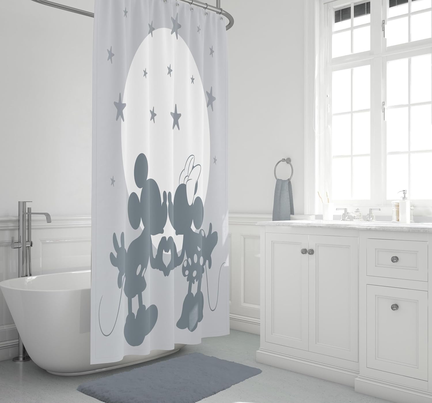 Jay Franco Disney Mickey Mouse and Minnie Shower Curtain - 70x72 Inch