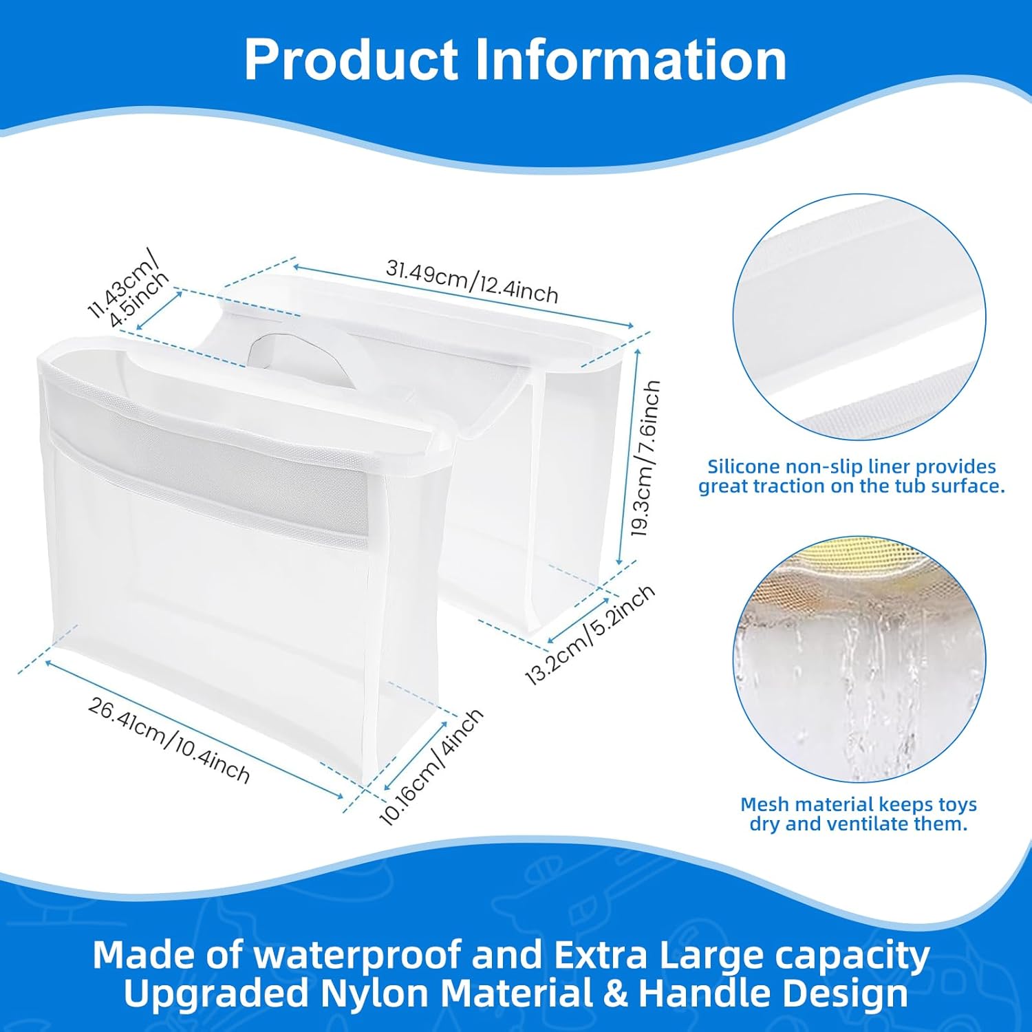 Bath Toy Storage Organizer with Dual Function