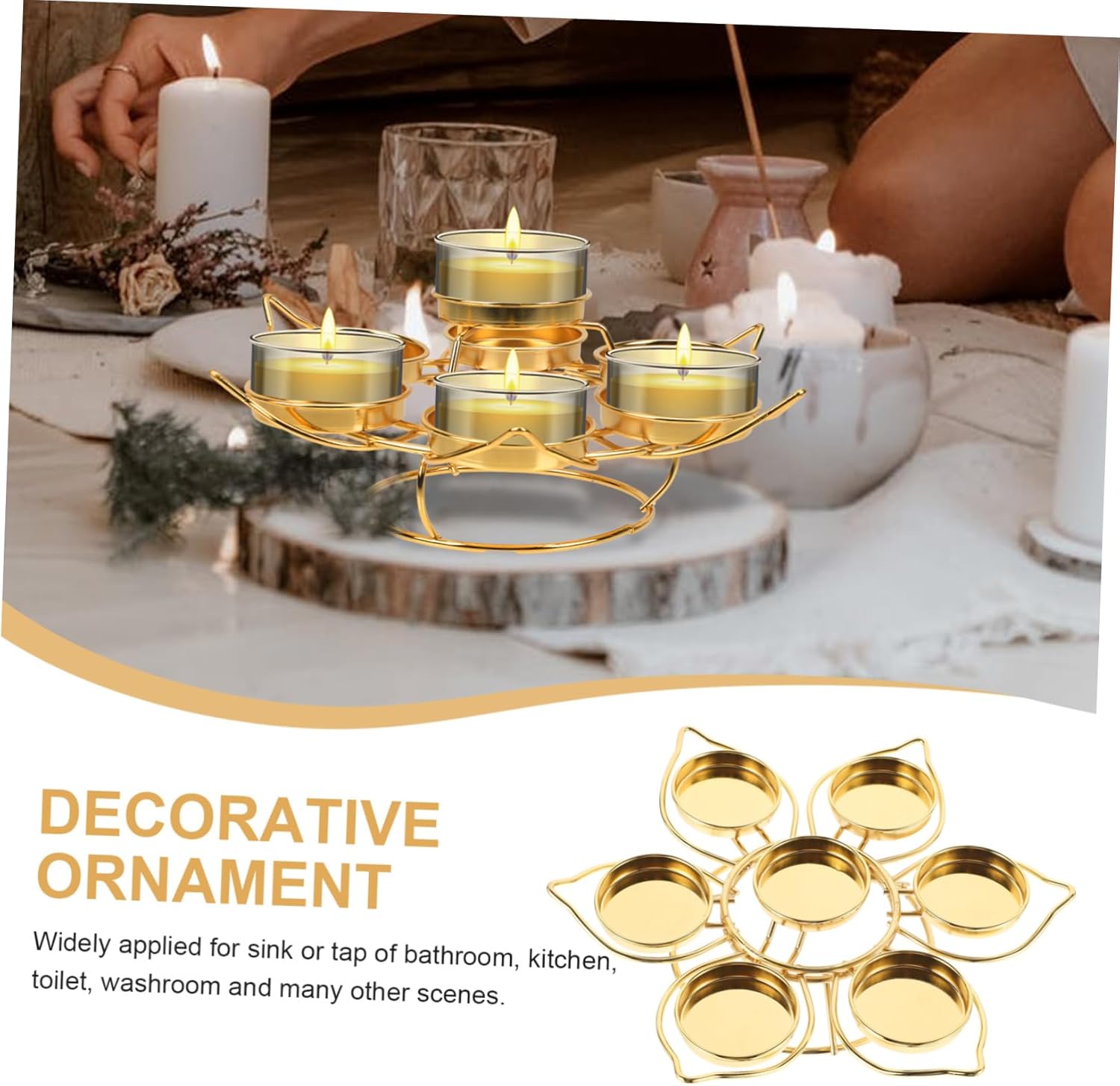 HOLIDYOYO Elegant 7-Branch Buddhist Oil Lamp Holder