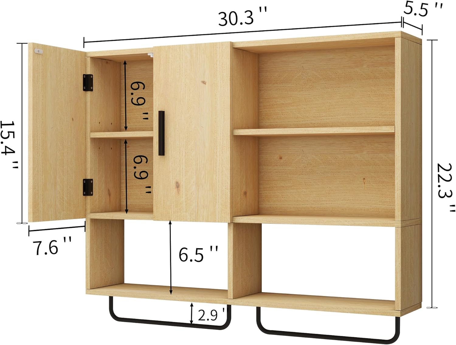 Sturdy Solid Wood Bathroom Cabinet with Towel Bar