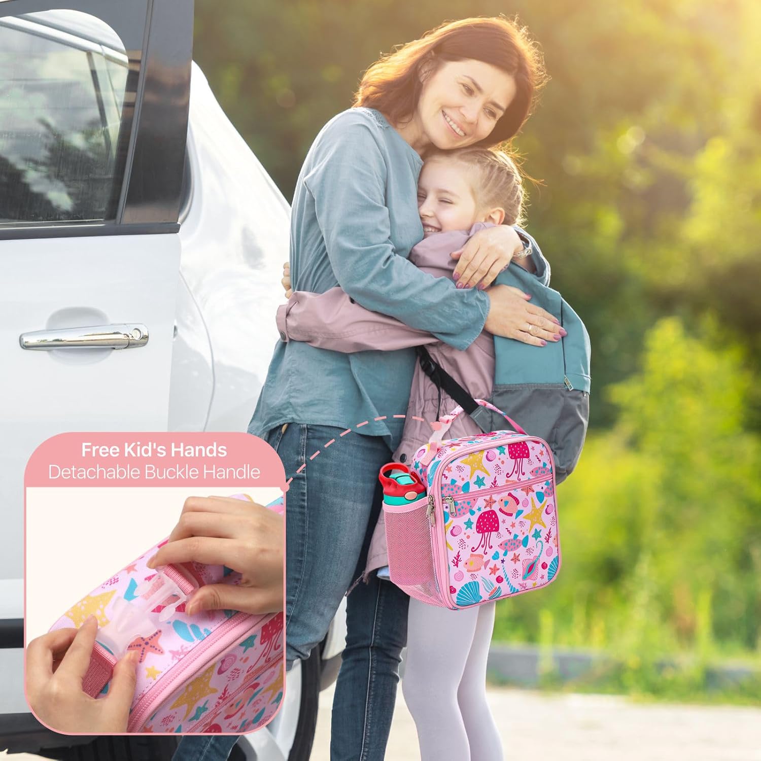 Bagseri Lunch Bag for Kids - Pink Marine Animals