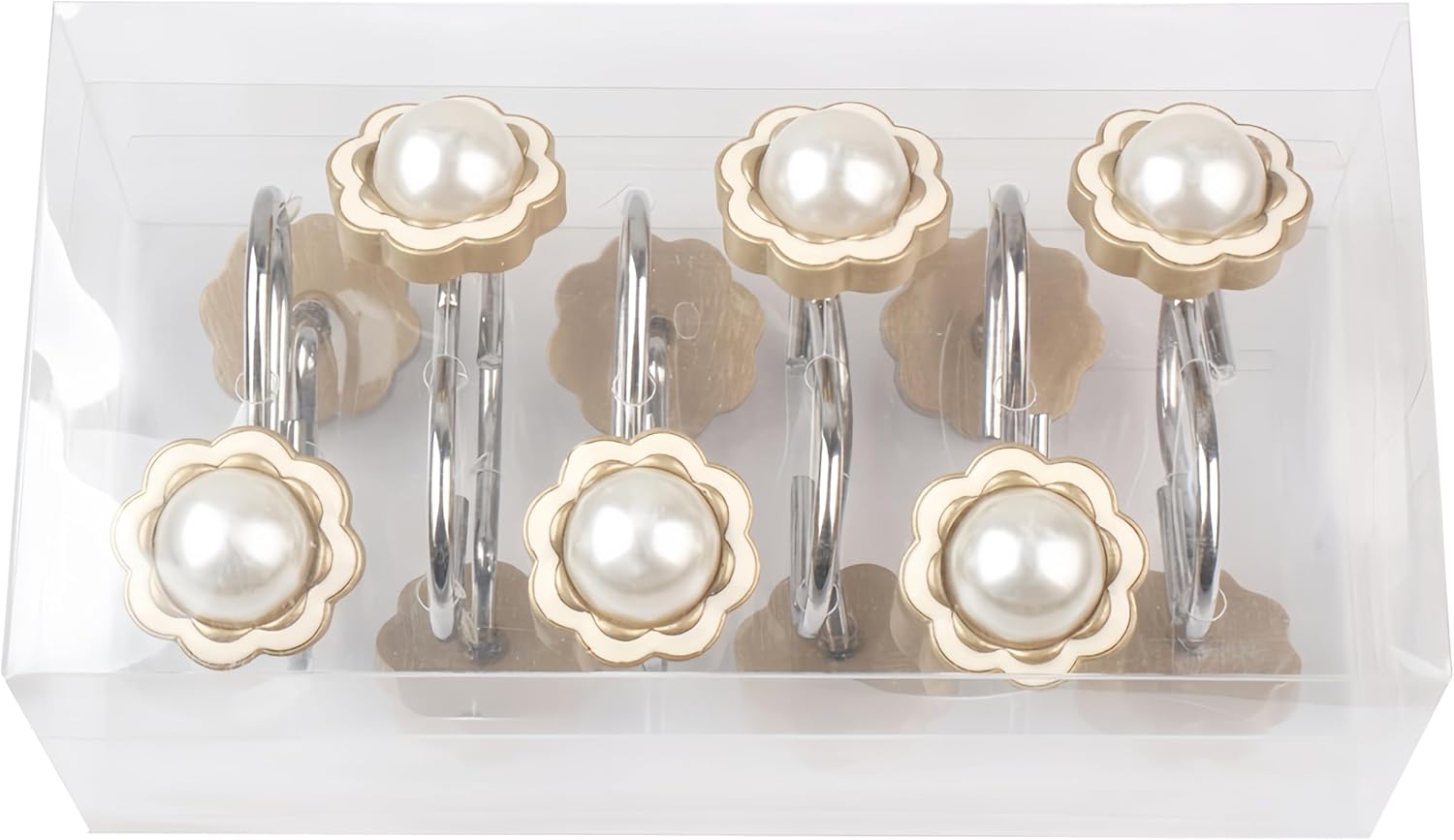 Stylish Pearl Flower 12pc Rust-Proof Showers Hangers for Home Bathroom