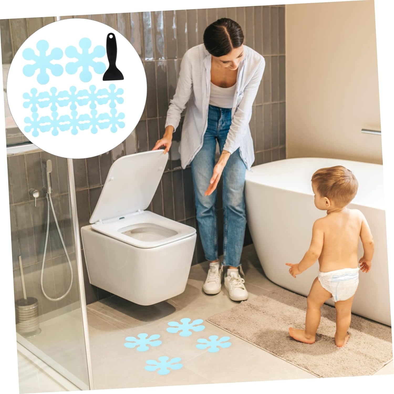 MAGICLULU 1Set Non Slip Tub Decals with Snowflake Design