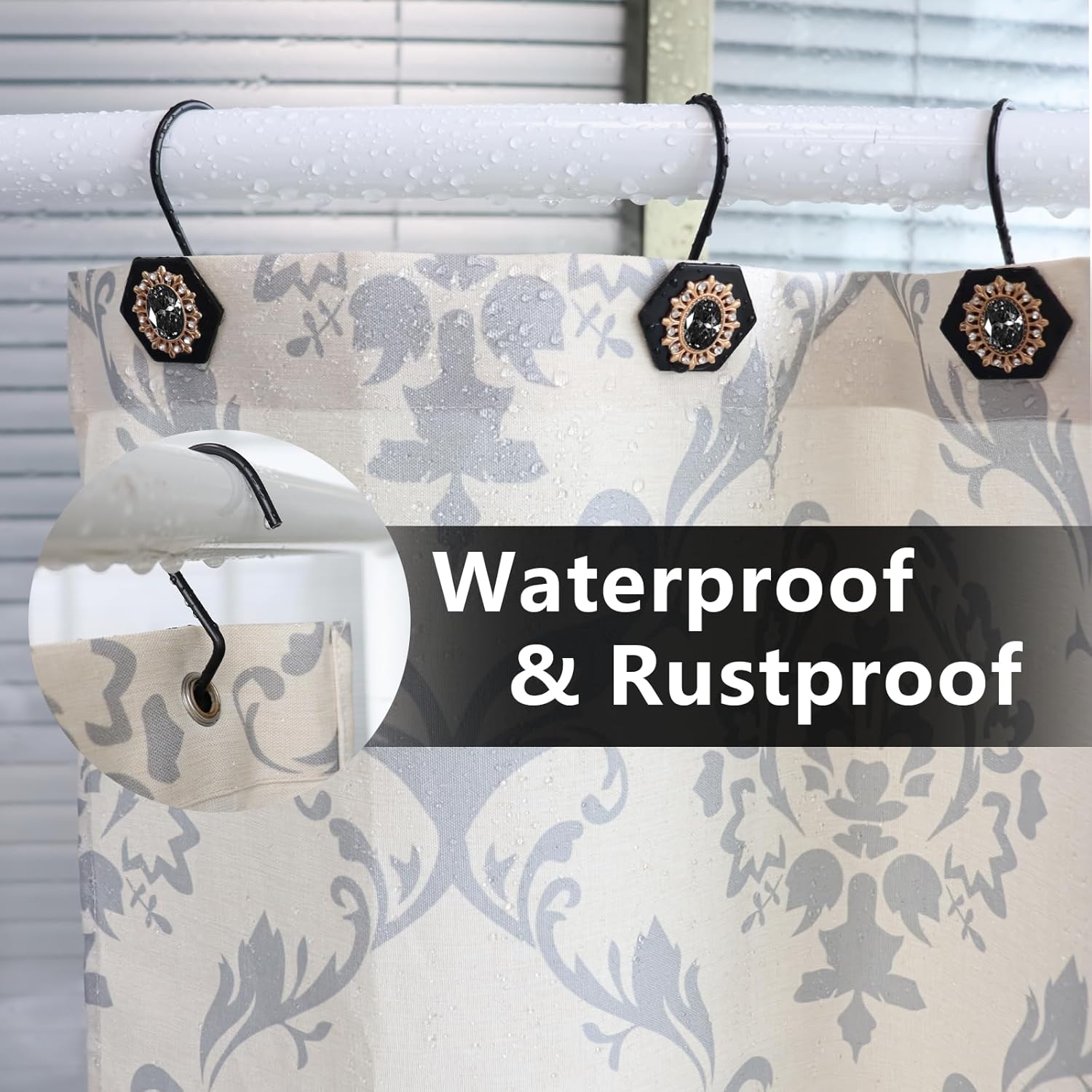 Luxury Diamond Design Decorative Shower Curtain Hooks