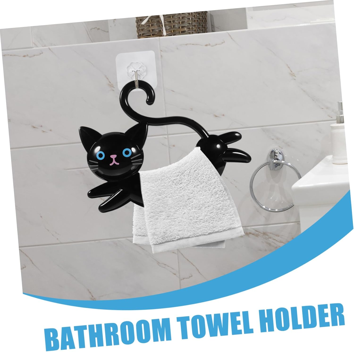 Adorable Cat Suction Cup Towel Rack