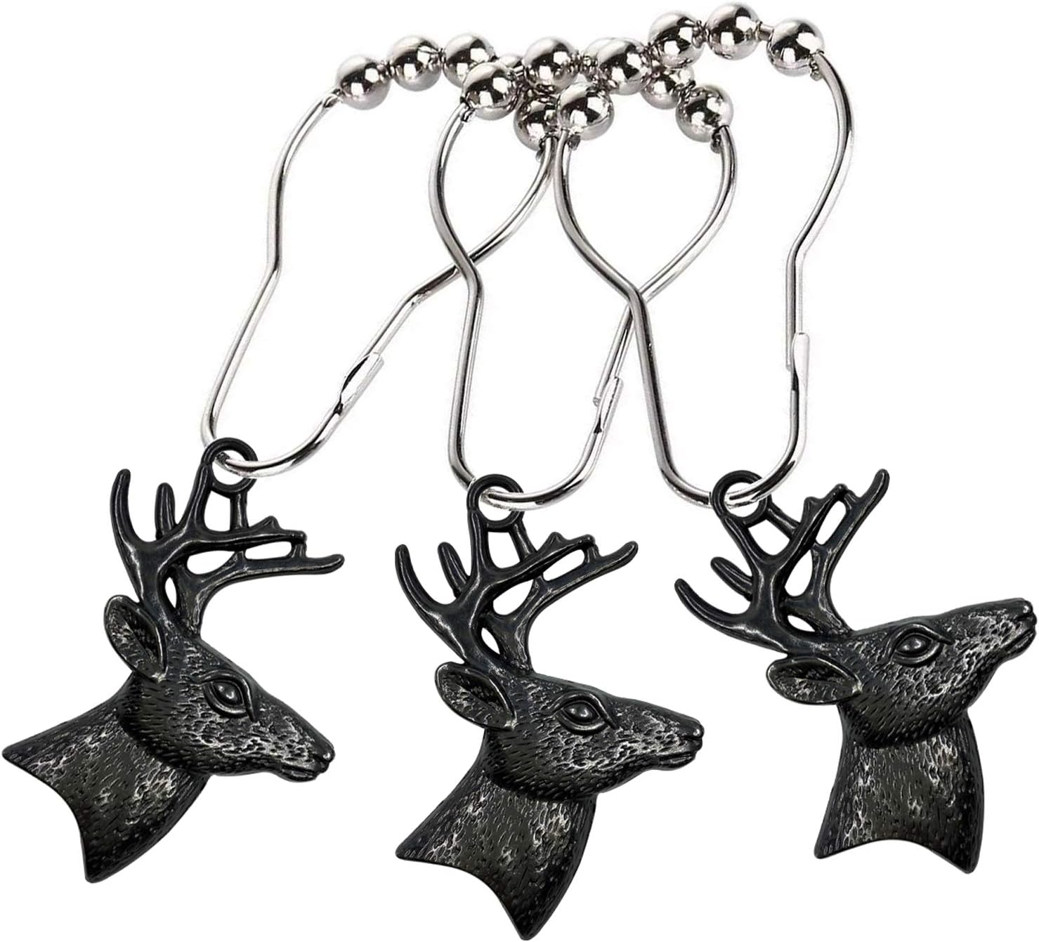 12-Piece Deer Dish Curtain Hook Set - Rustic CabinChristmas Decor