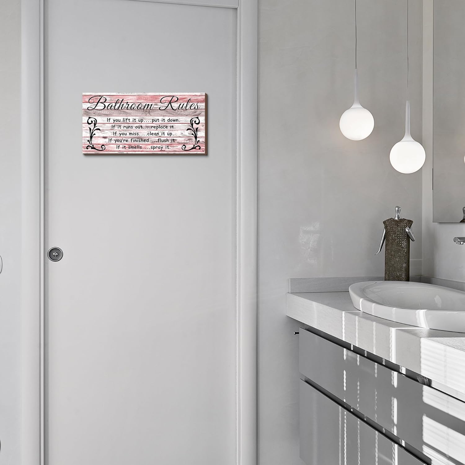 2 Pcs Funny Pink Bathroom Signs Set