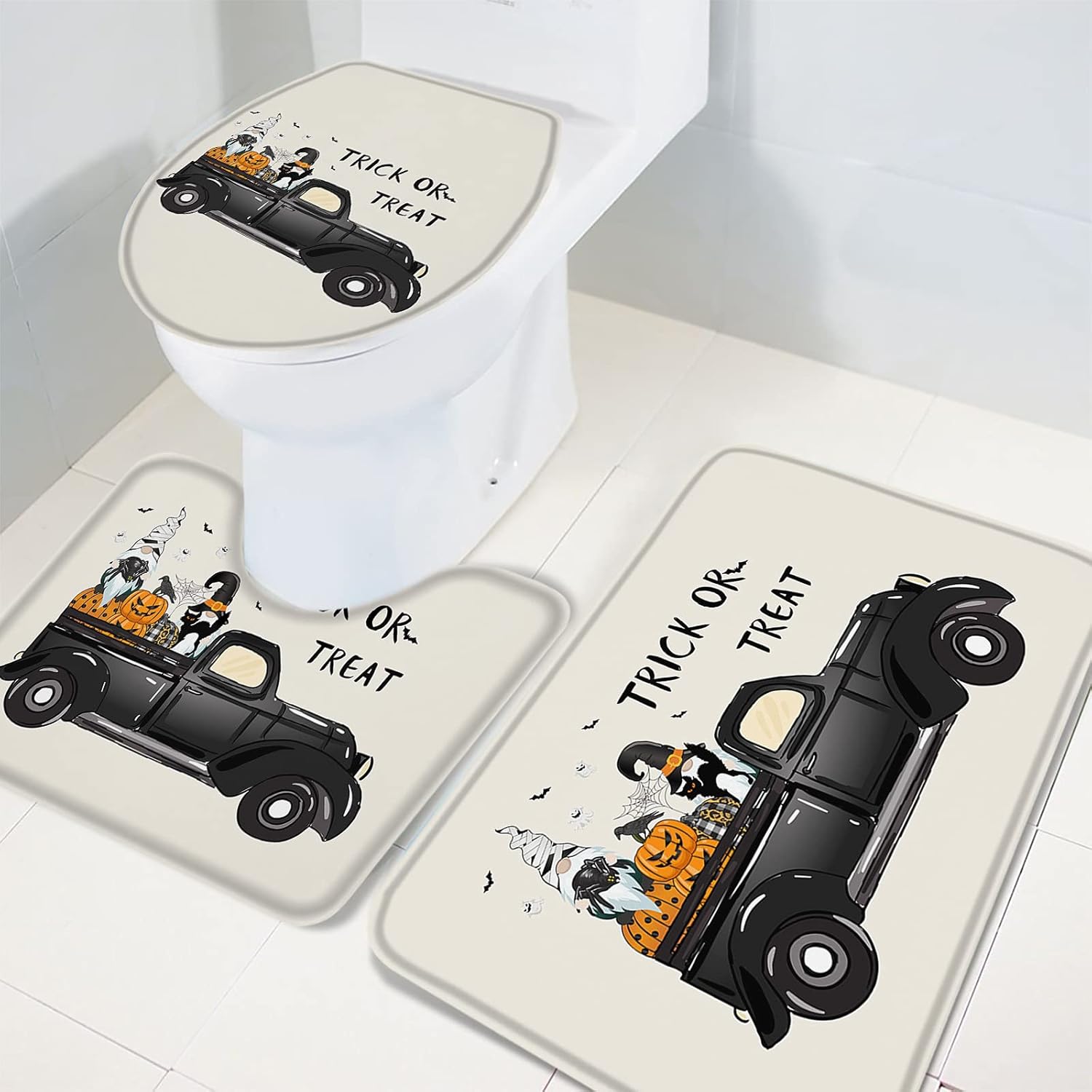 YESOF66 3 Piece Bathroom Rug Set with Non-Slip Mats