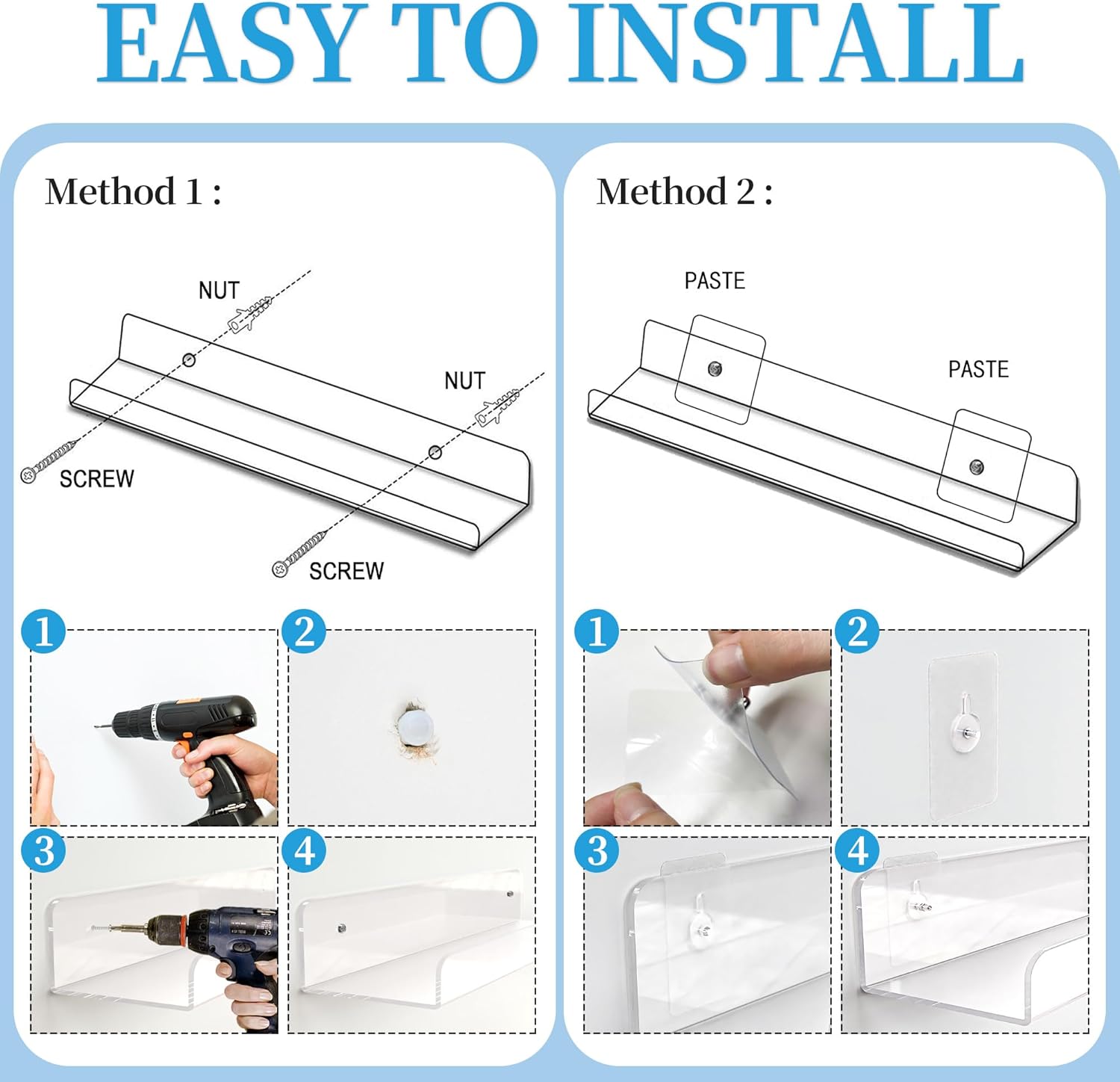 Space-Saving 6-Pack Acrylic Shelves for Your Home
