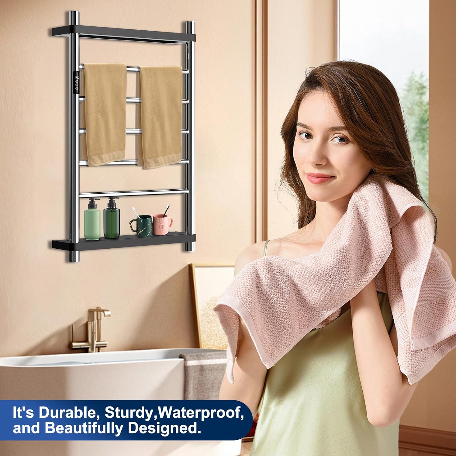 Premium Heated Towel Rack with LED Touch Control