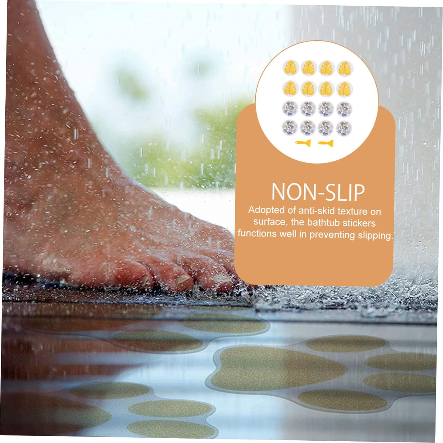 2 Sets Skid Stickers for Bathroom Bathtub and Shower Anti-Slip Decals
