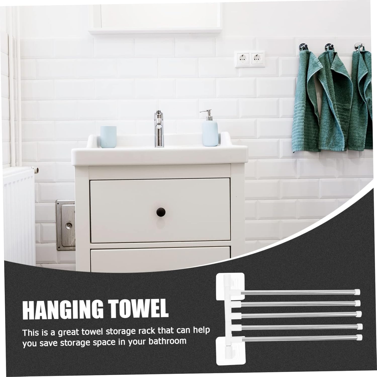 1Set Stainless Steel Rotating Towel Rack for Space-Saving Bathroom Storage