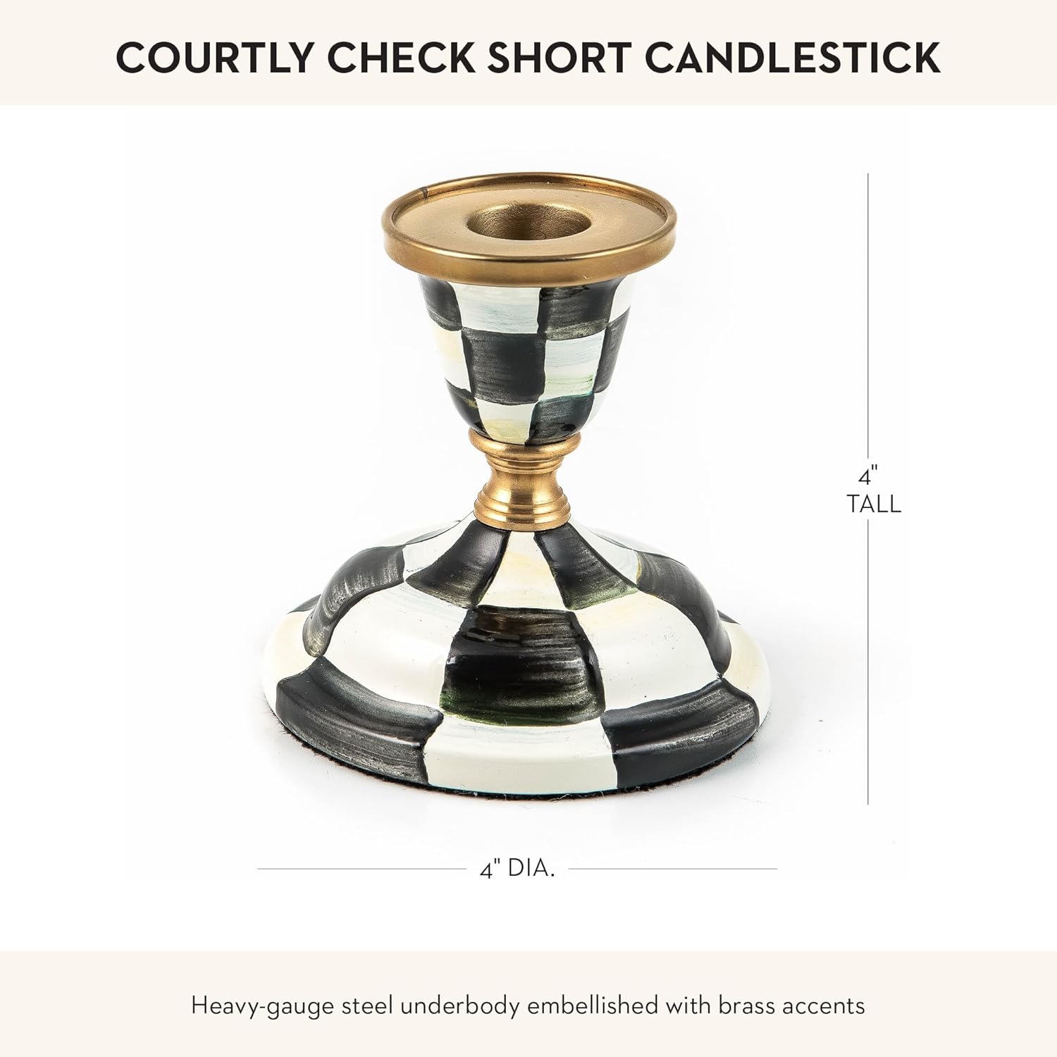Mackenzie-Childs Short Candlestick with Courtly Check