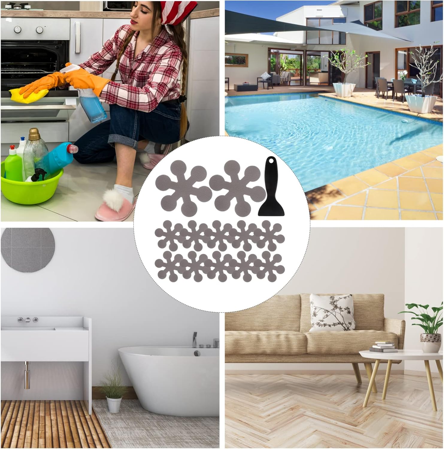 Zerodeko Non-Slip Safety Shower Decals Set