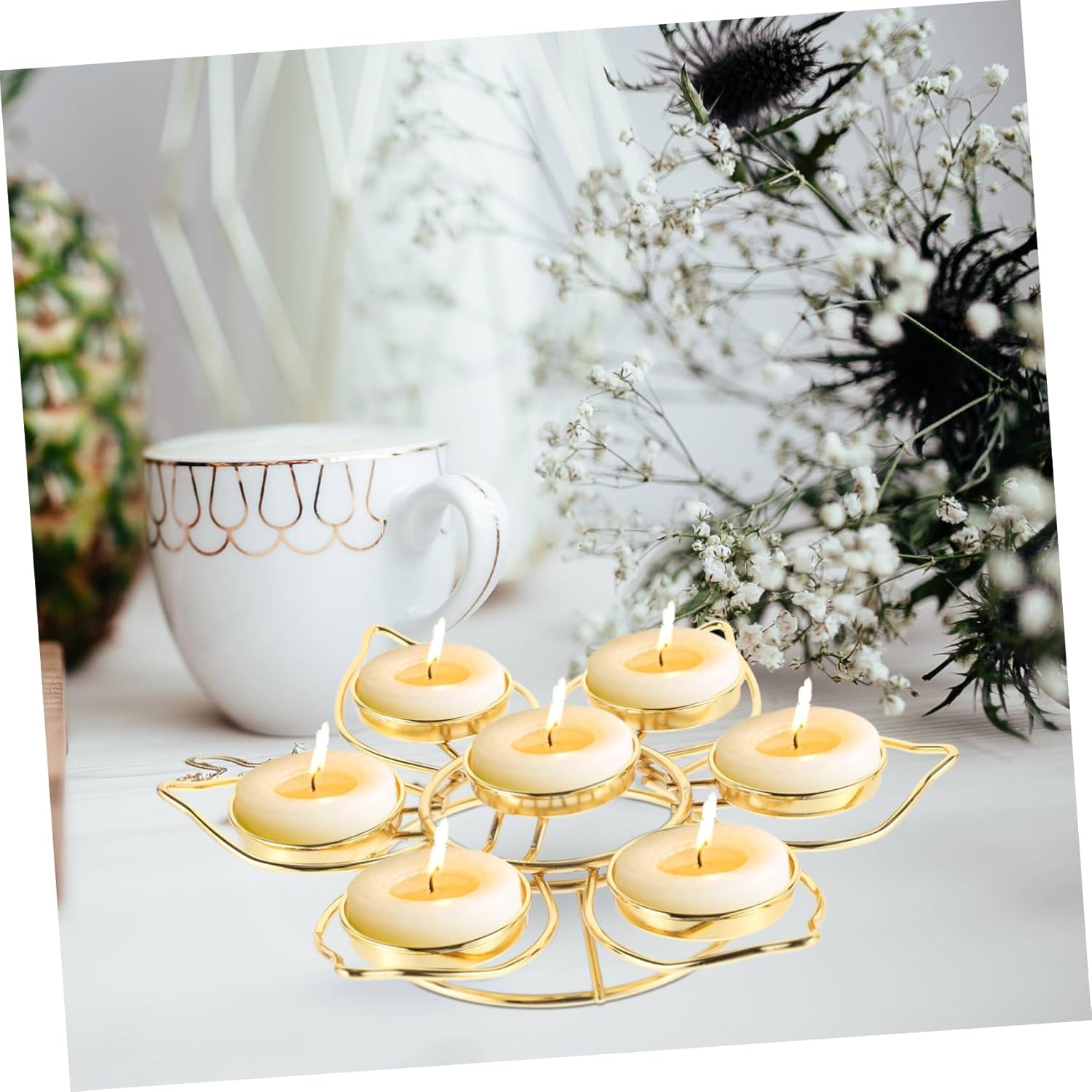 HOLIDYOYO Elegant 7-Branch Buddhist Oil Lamp Holder