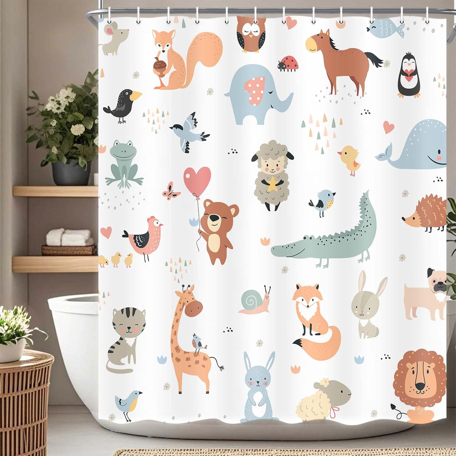 Animal shower curtain for kids