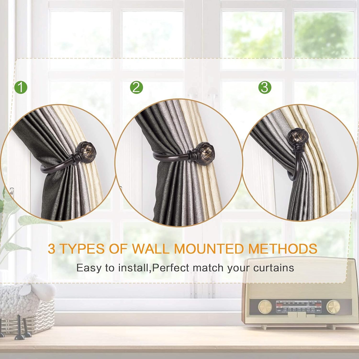 Elegant and Durable Black Bronze Curtain Holdbacks Set for Modern Windows