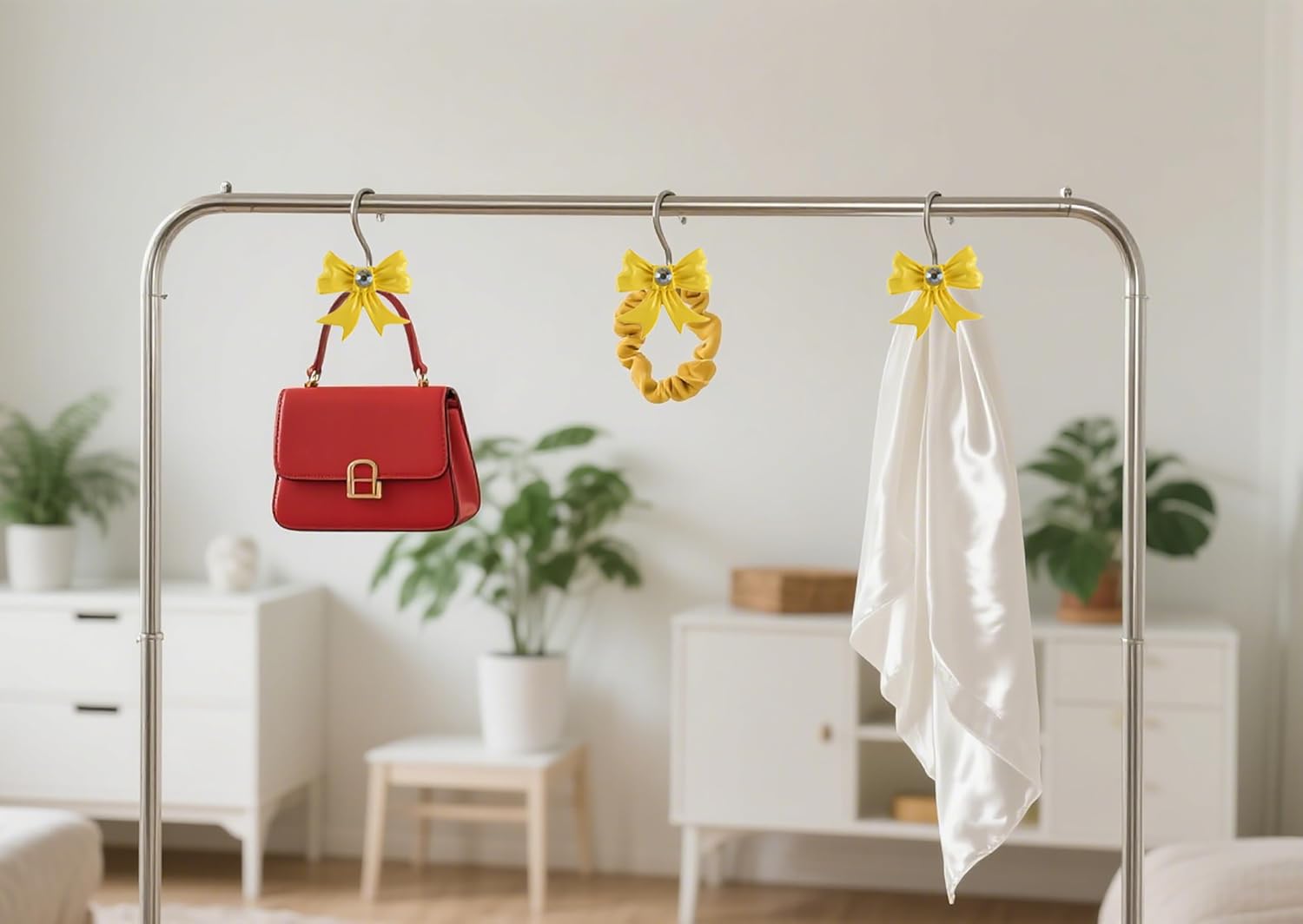 Yellow Decorative Shower Curtain Hooks 12PCS Set with Rhinestone Design