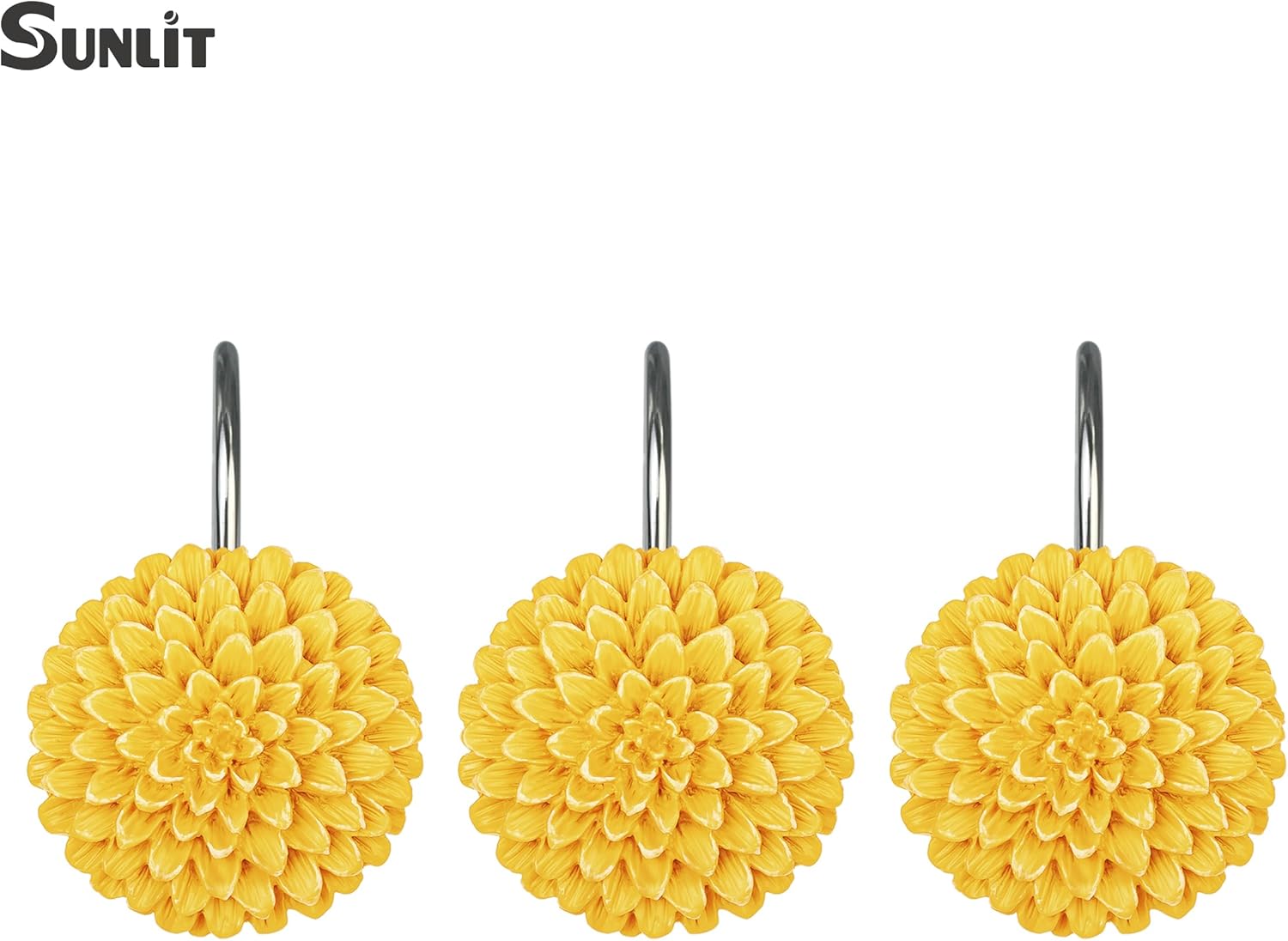 Sunlit Decorative Floral Shower Curtain Hooks 12 Pack