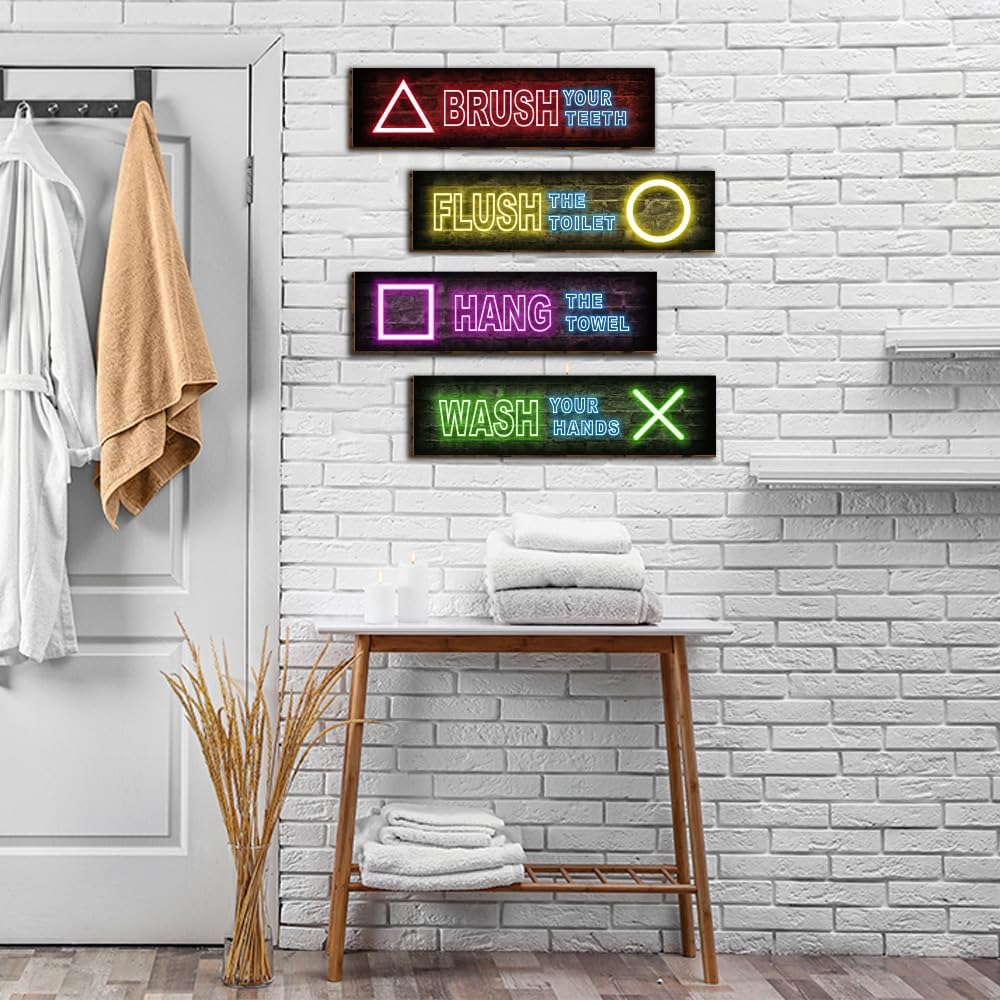 Playful Game Signs for Boys Bathroom