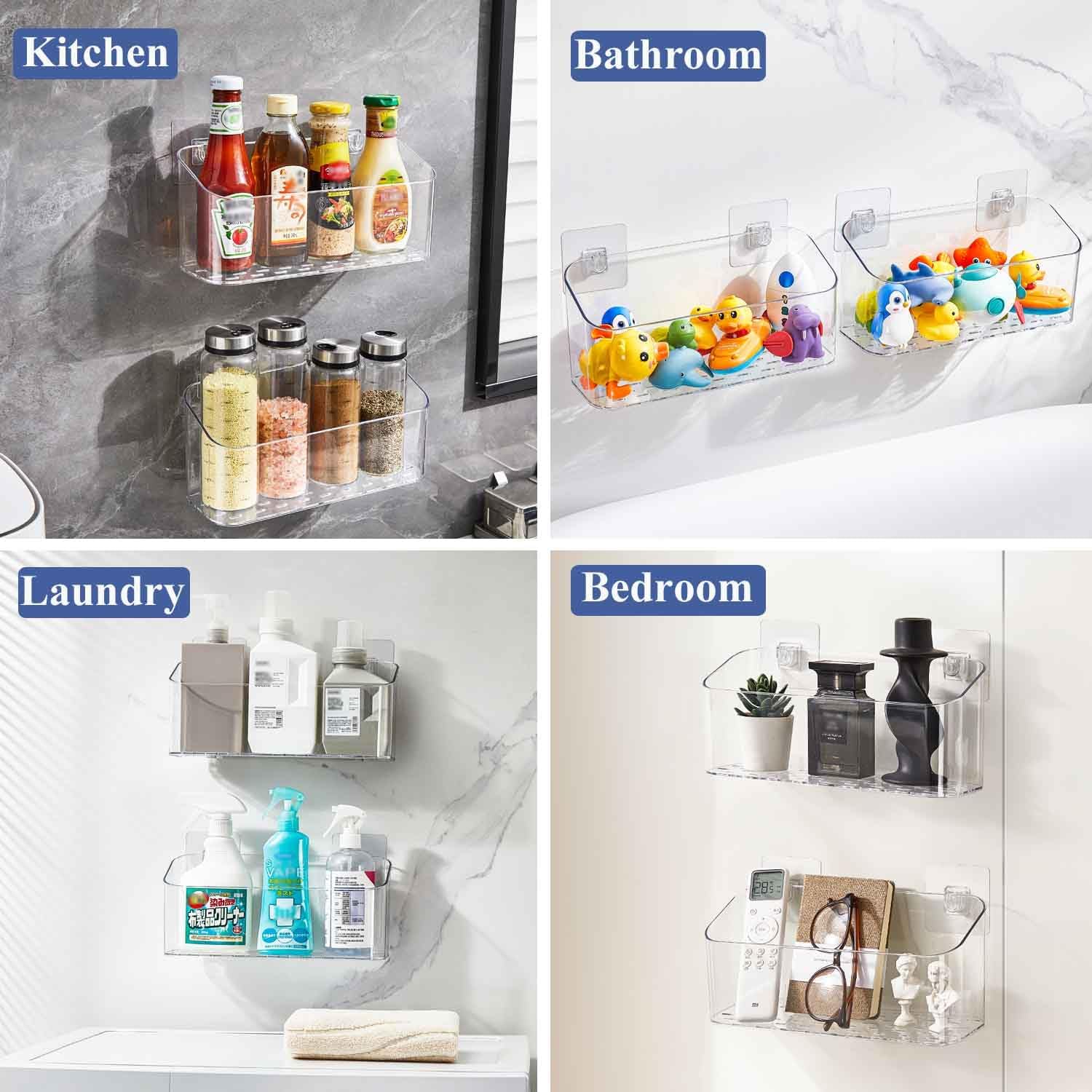 4-Piece Transparent Adhesive for shower caddy replacement