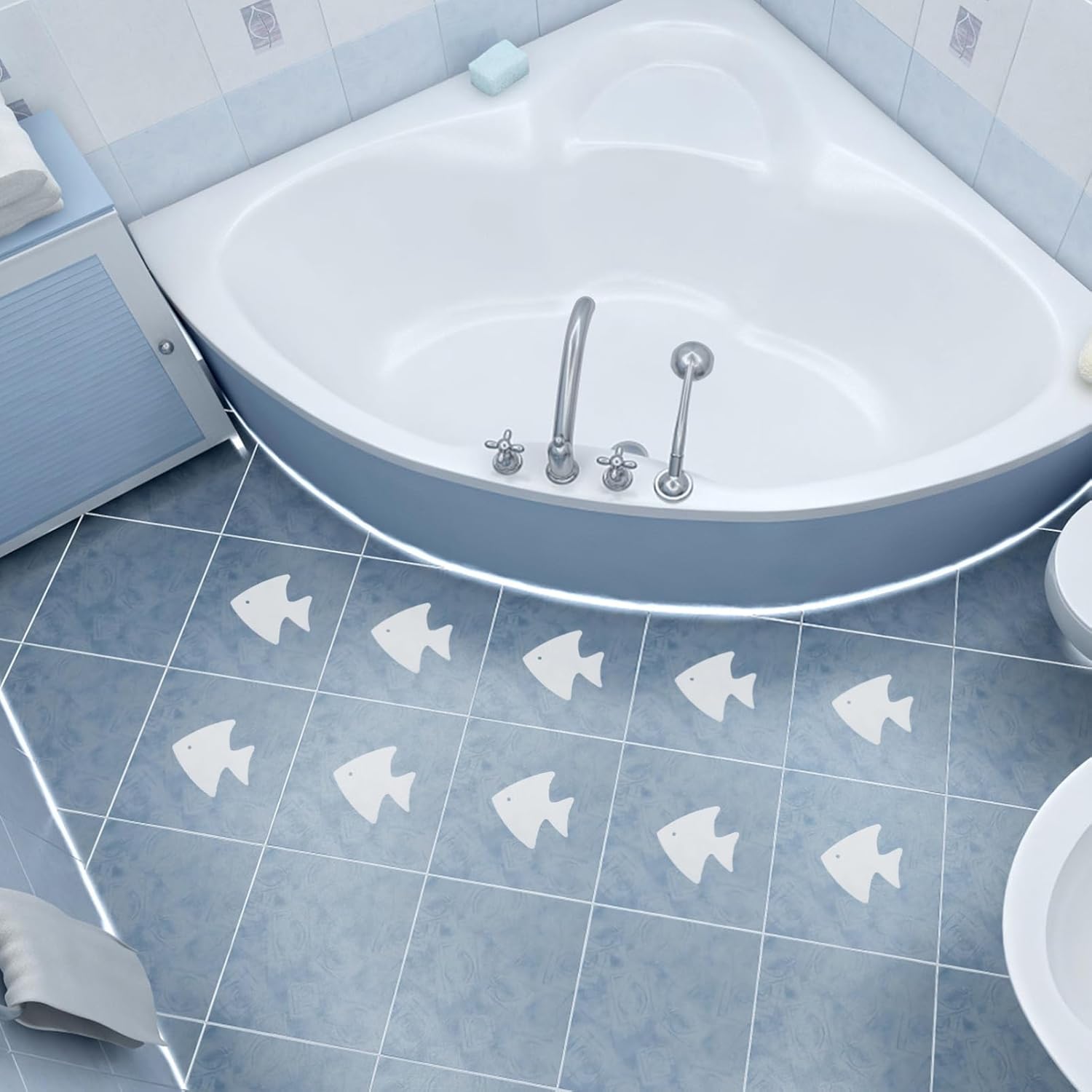 MAGICLULU Bathtub Anti Slip Stickers 12pcs Fish Shape Decals