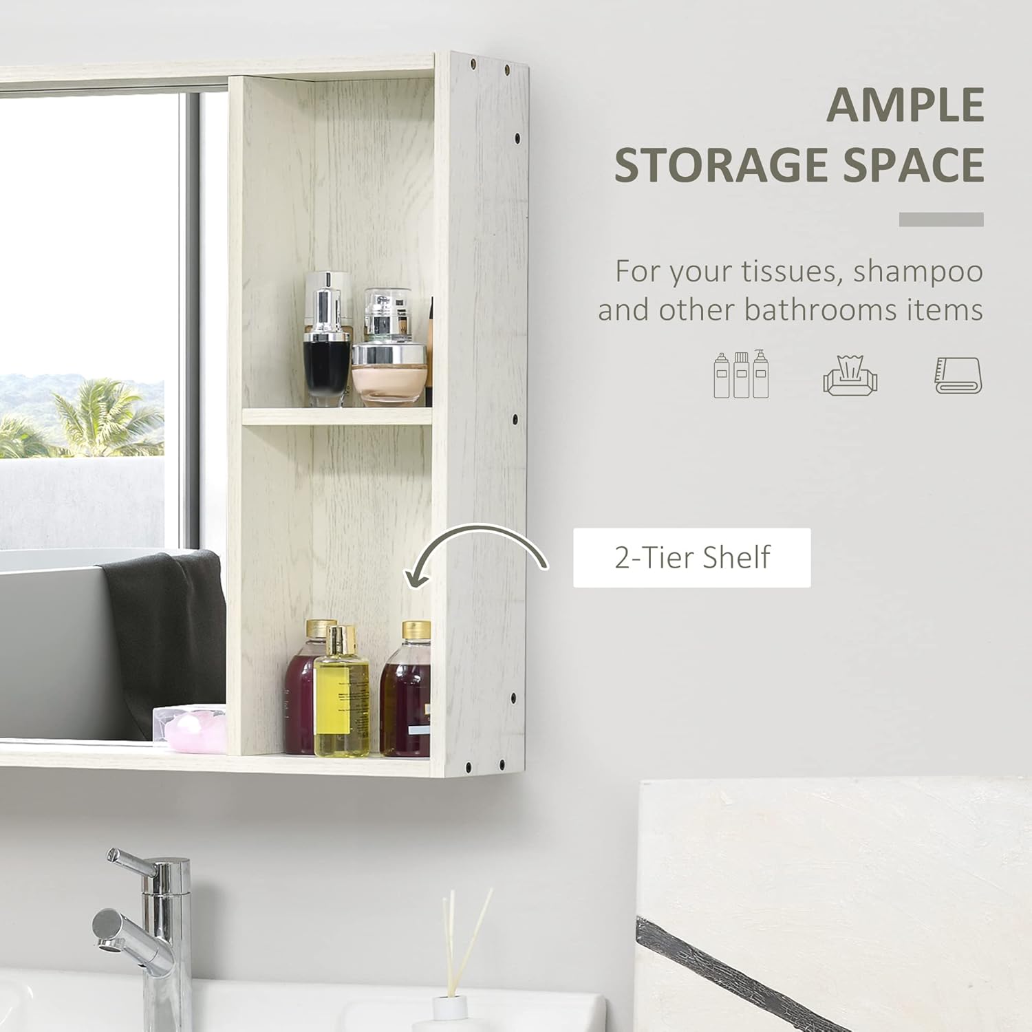 Kleankin 315 x 255 Inch Bathroom Medicine Cabinet with Mirror