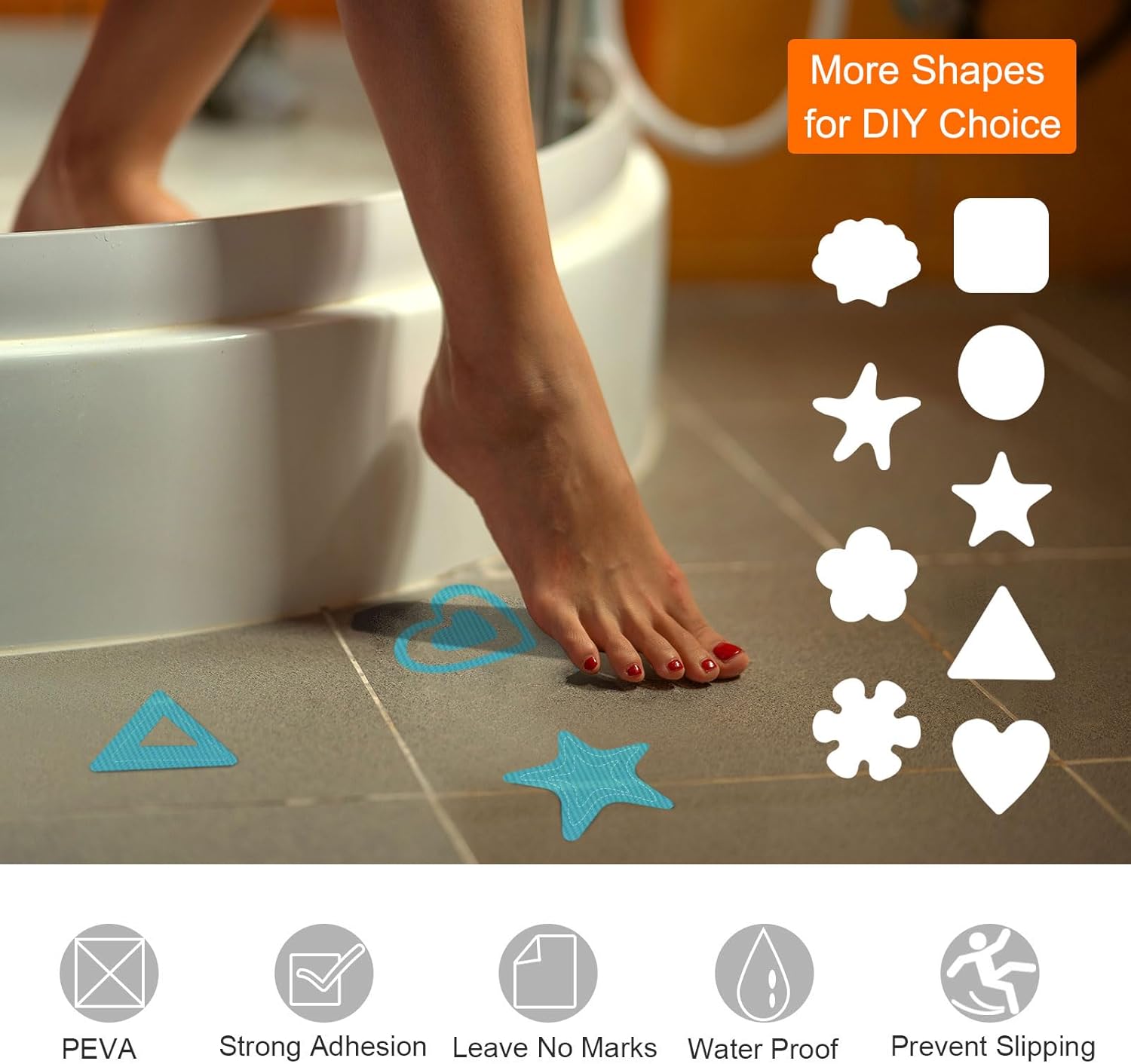 24pcs Anti-Slip Bathtub Stickers - Non-SlipTransparent Star Style
