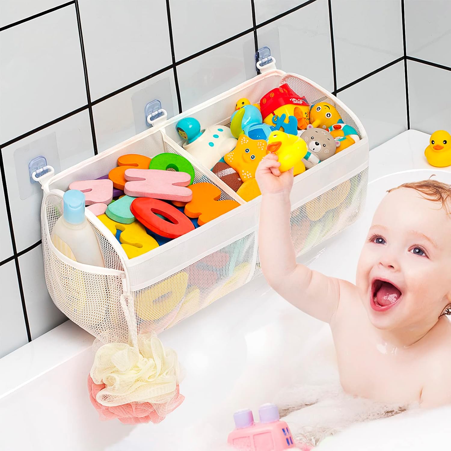 Austion Two Compartment Mesh Bath Toy Organizer